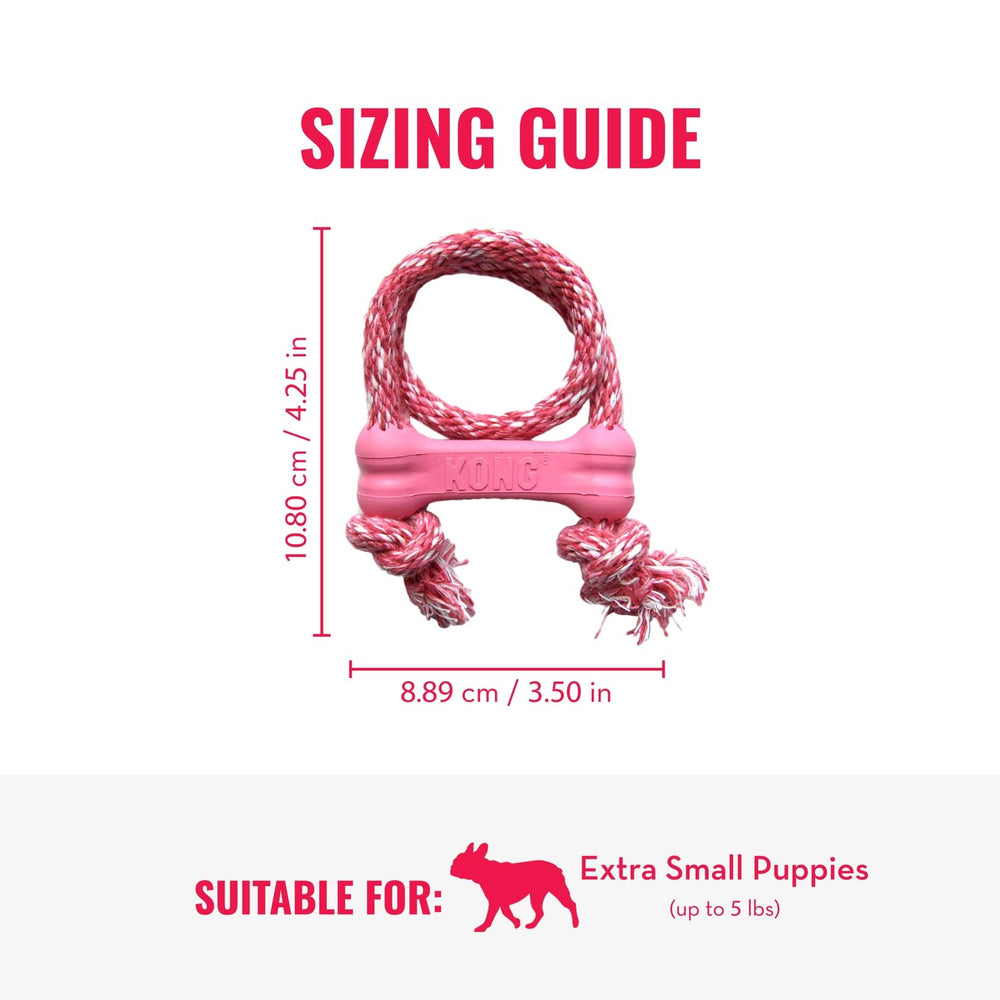 KONG Puppy Goodie Bone rose, outil de dentition naturelle pour chiots XS.