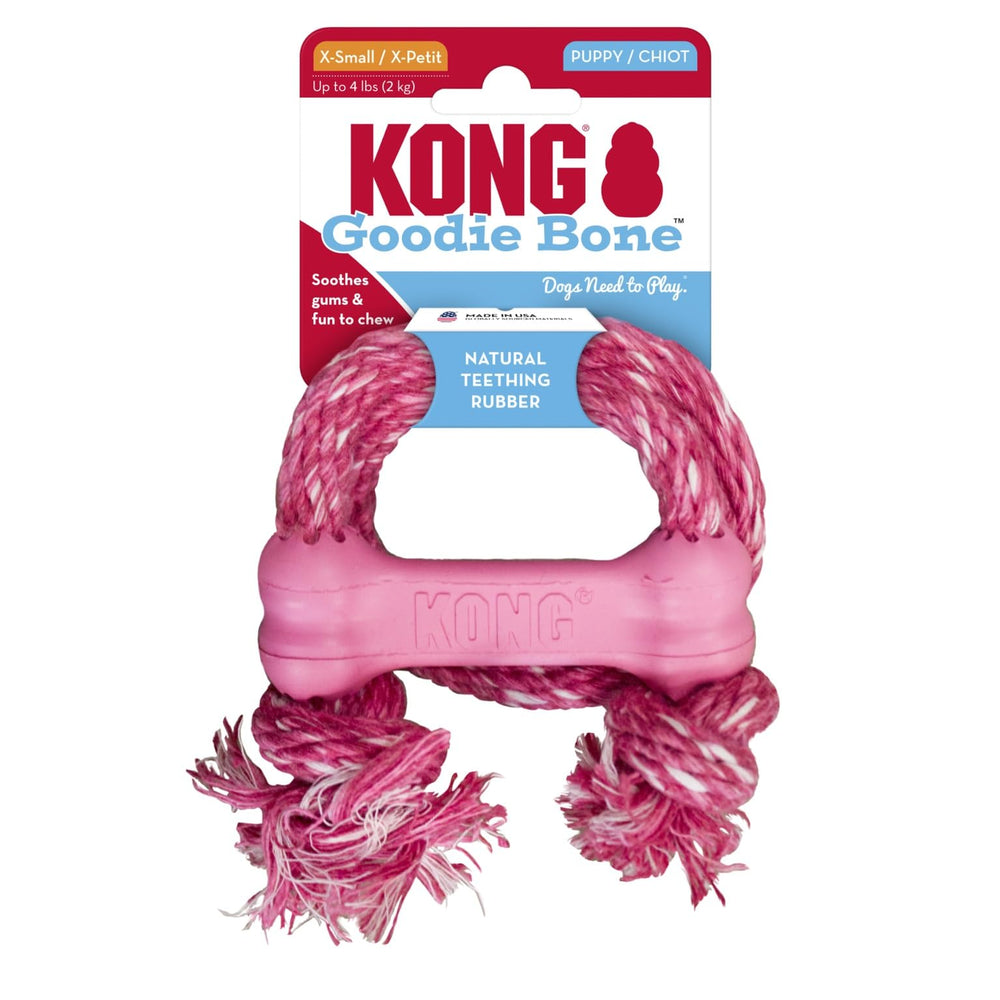 KONG Puppy Goodie Bone rose, jouet durable et sûr pour chiots.