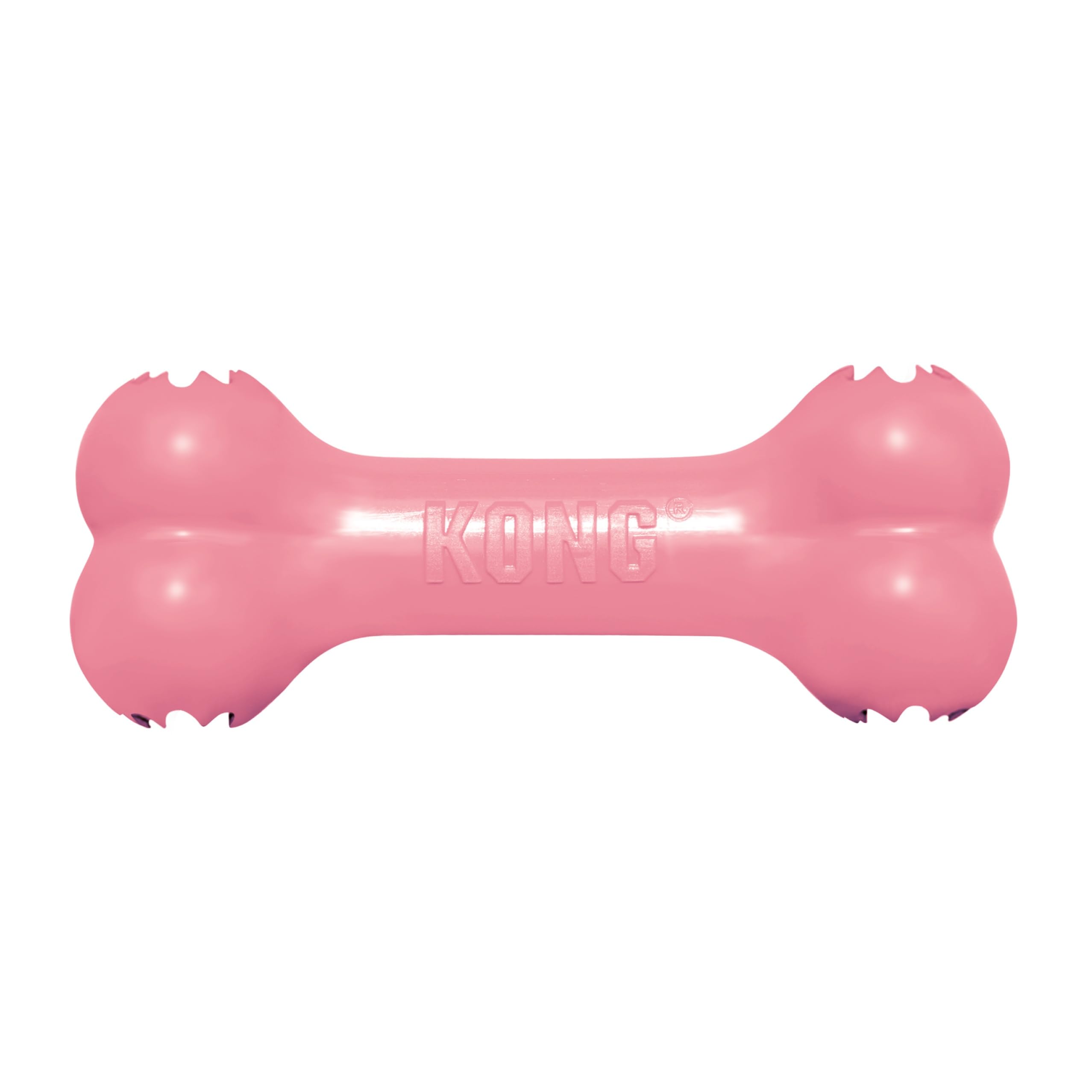 KONG Puppy Goodie Bone rose devant, jouet sûr pour chiots en croissance.