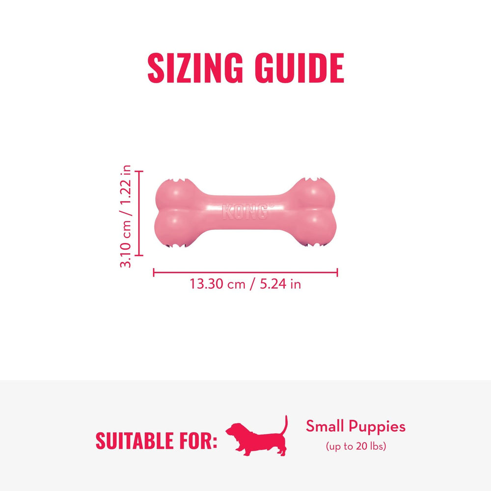 KONG Puppy Goodie Bone rose texture caoutchouc, douceur et mordillage agréable.
