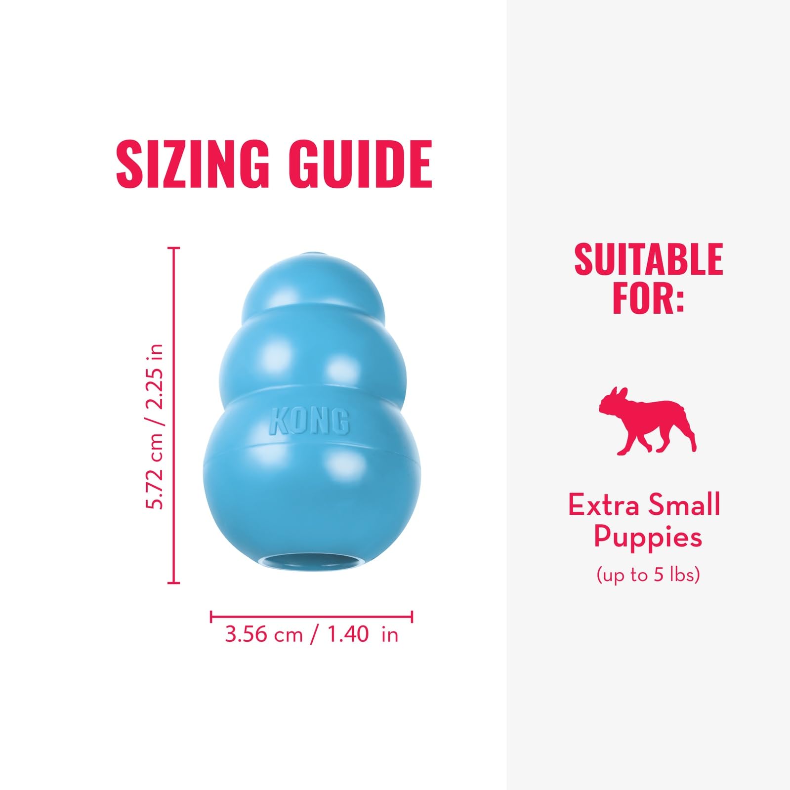 KONG Puppy, caoutchouc bleu, douceur adaptée aux dents naissantes.
