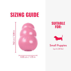 KONG Puppy en action rebondissant, parfait pour les jeux de rapport.