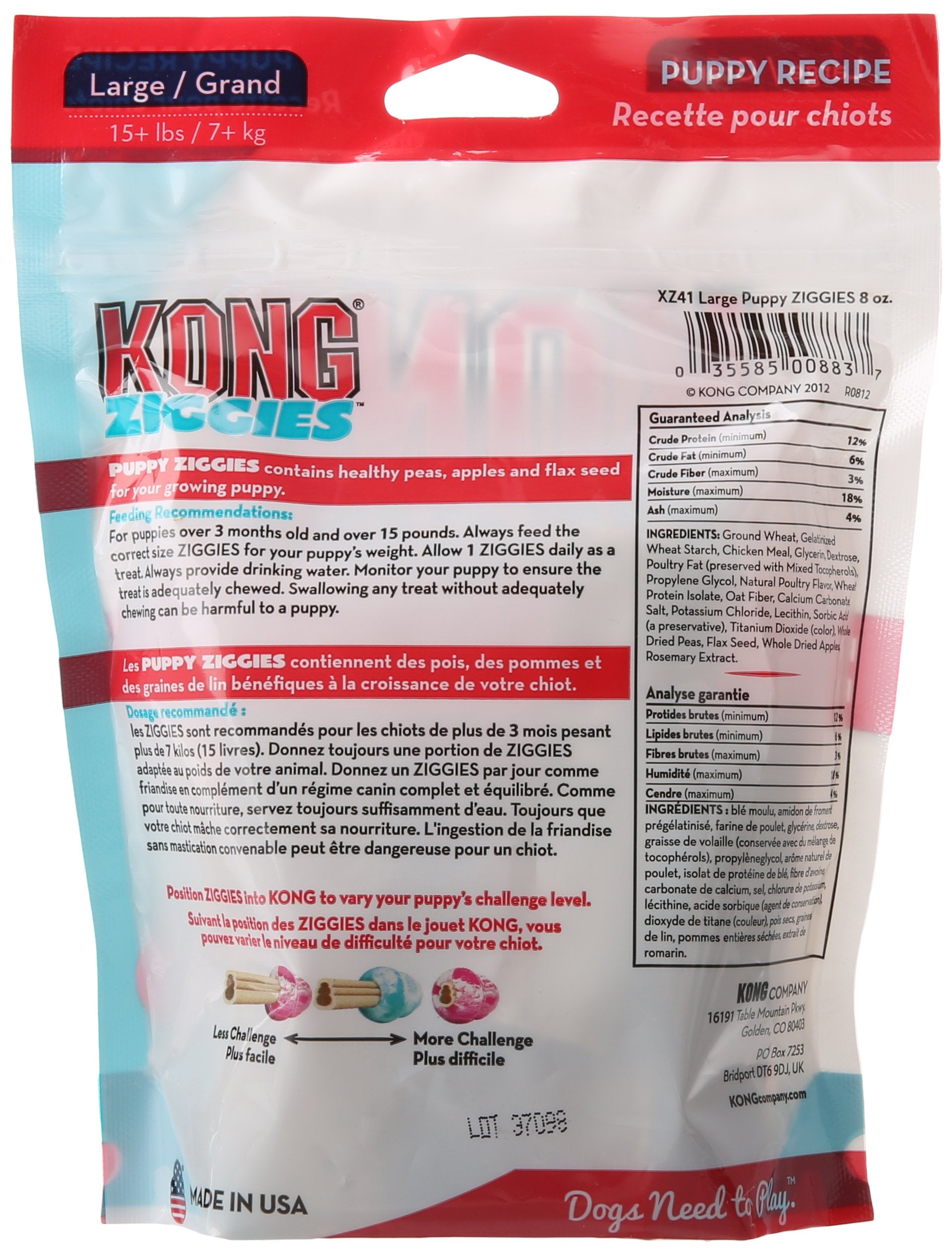 KONG Puppy Stuff'n Ziggies chiot-en-entrainement: récompense efficace lors des sessions.