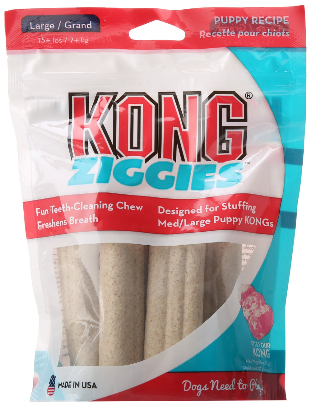 KONG Puppy Stuff'n Ziggies paquets-8onces: friandise chiot idéale pour l'entraînement.