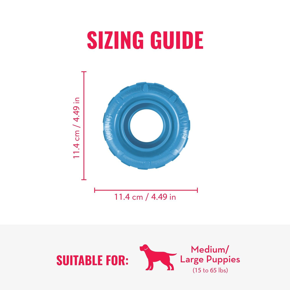 KONG Puppy Tires defis congelable; augmente le niveau de stimulation lors des repas.
