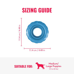 KONG Puppy Tires defis congelable; augmente le niveau de stimulation lors des repas.