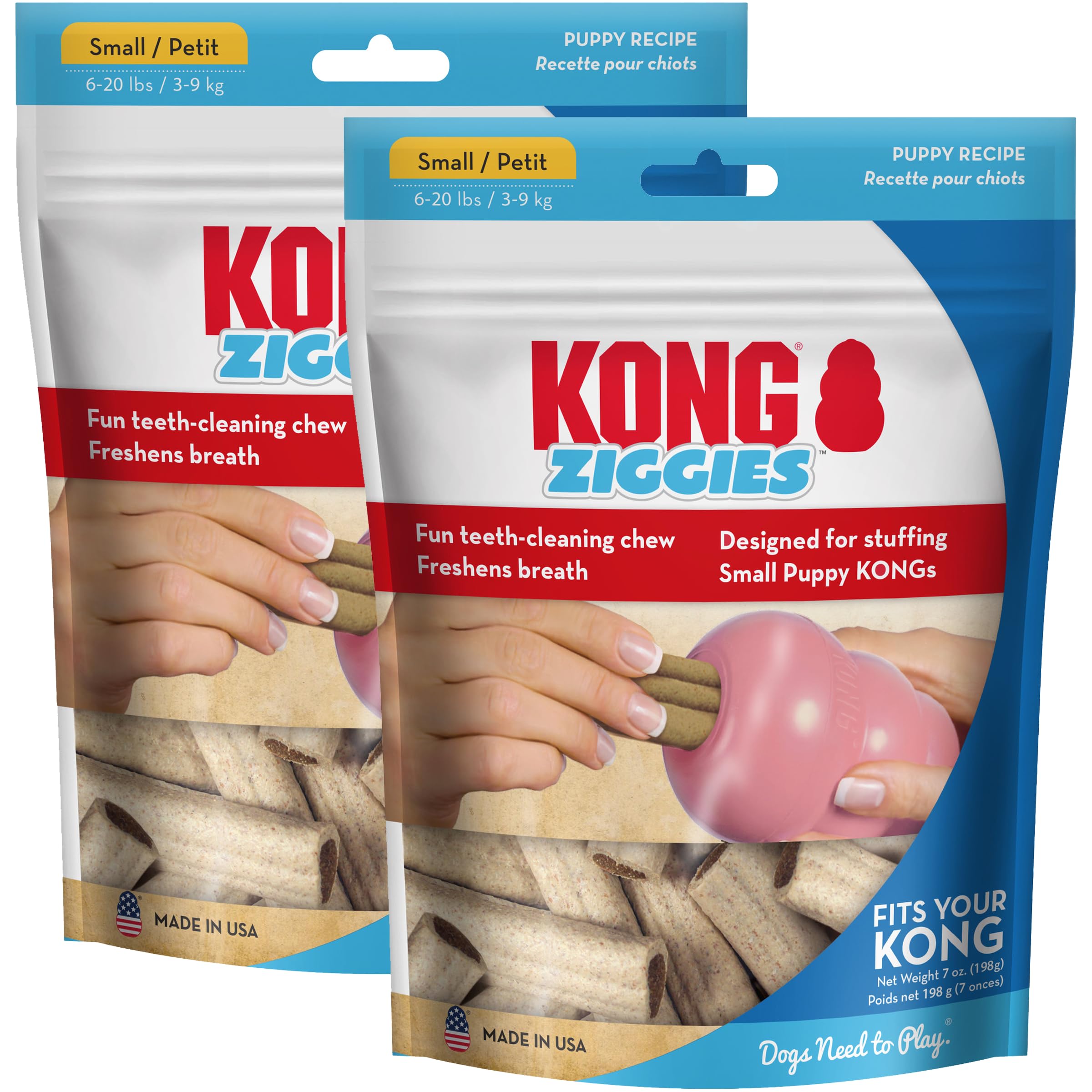 KONG Puppy Ziggies pack petit: friandises idéales pour chiots.