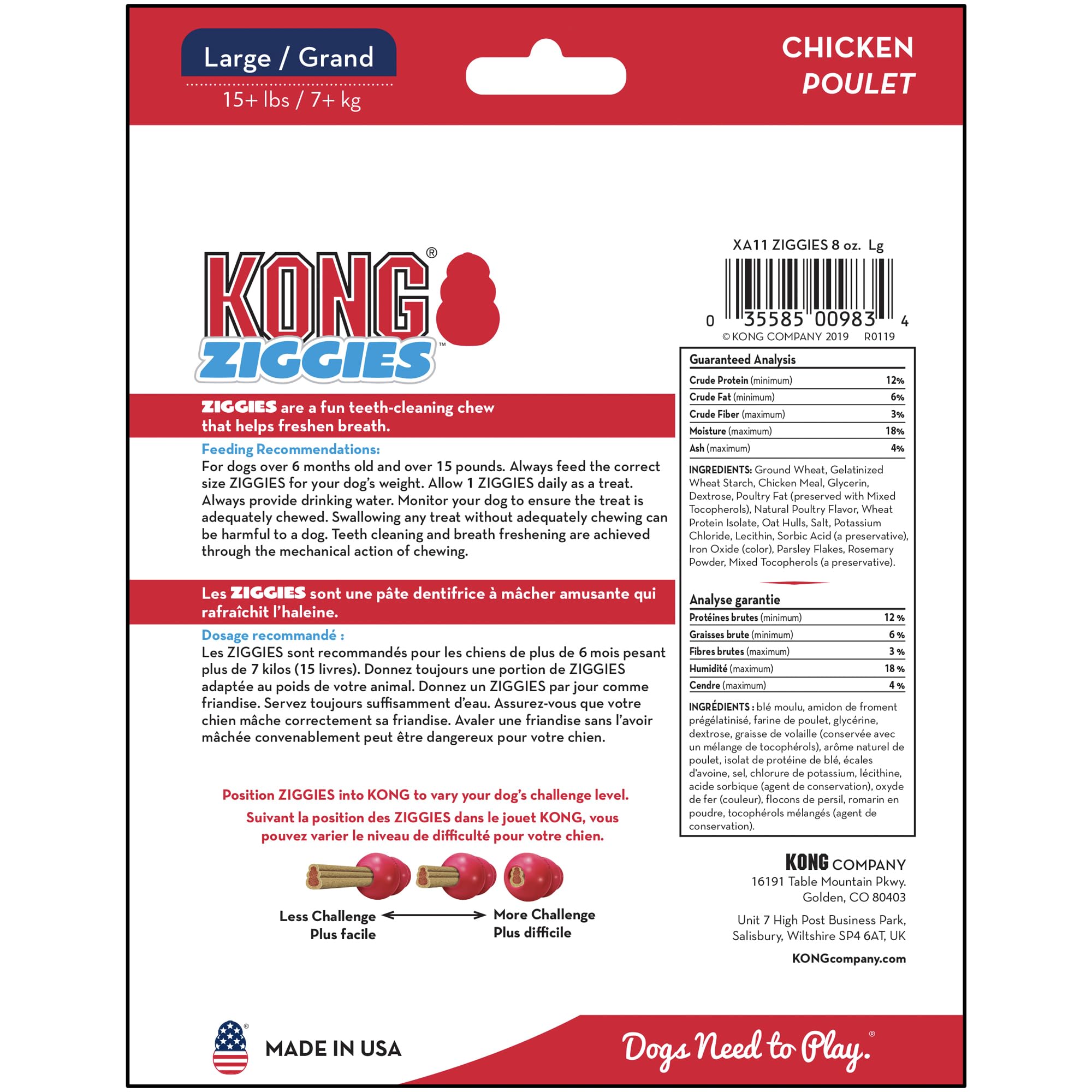 KONG – Qualité américaine et matériaux soigneusement sélectionnés.
