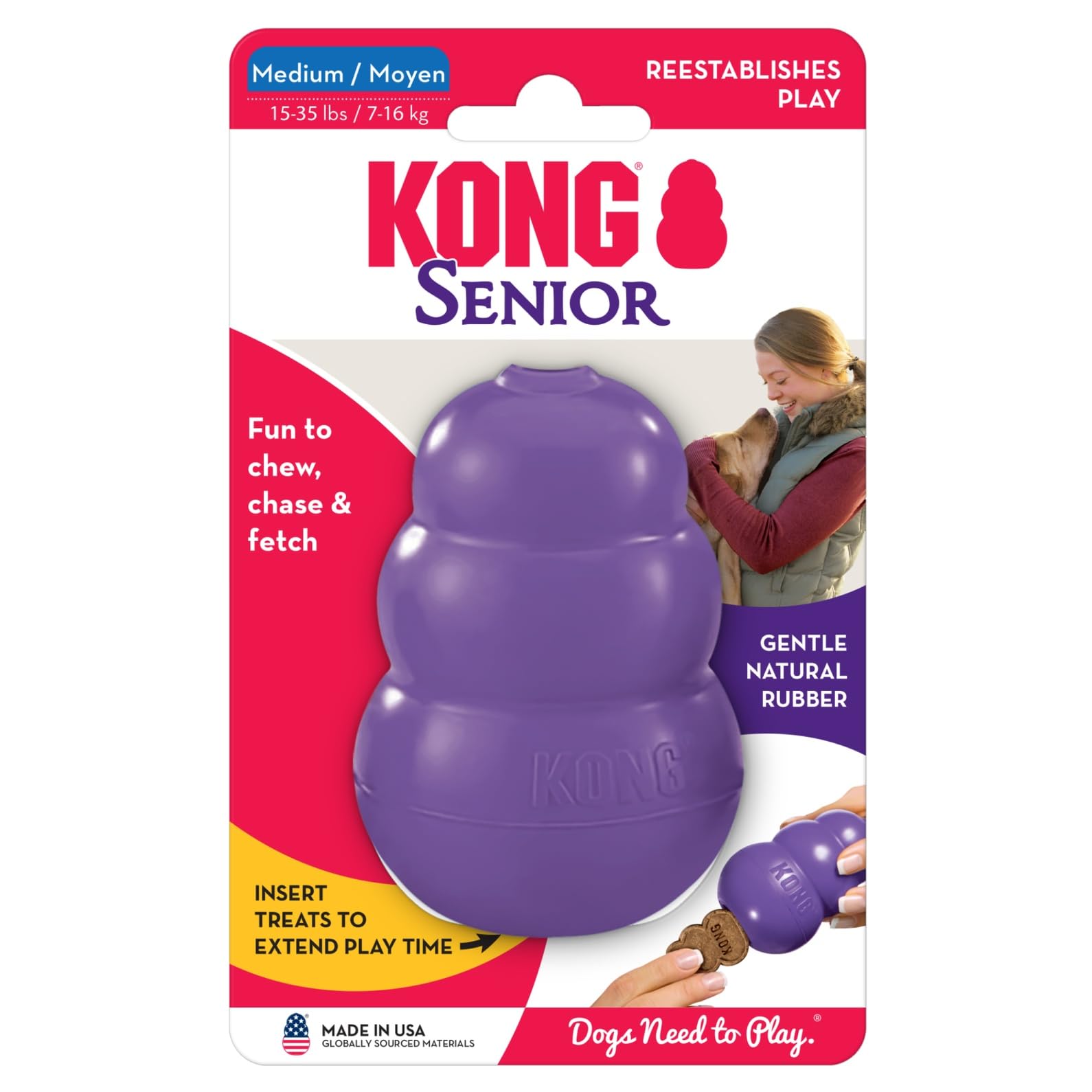 Garantie de satisfaction KONG sur ce jouet Senior.