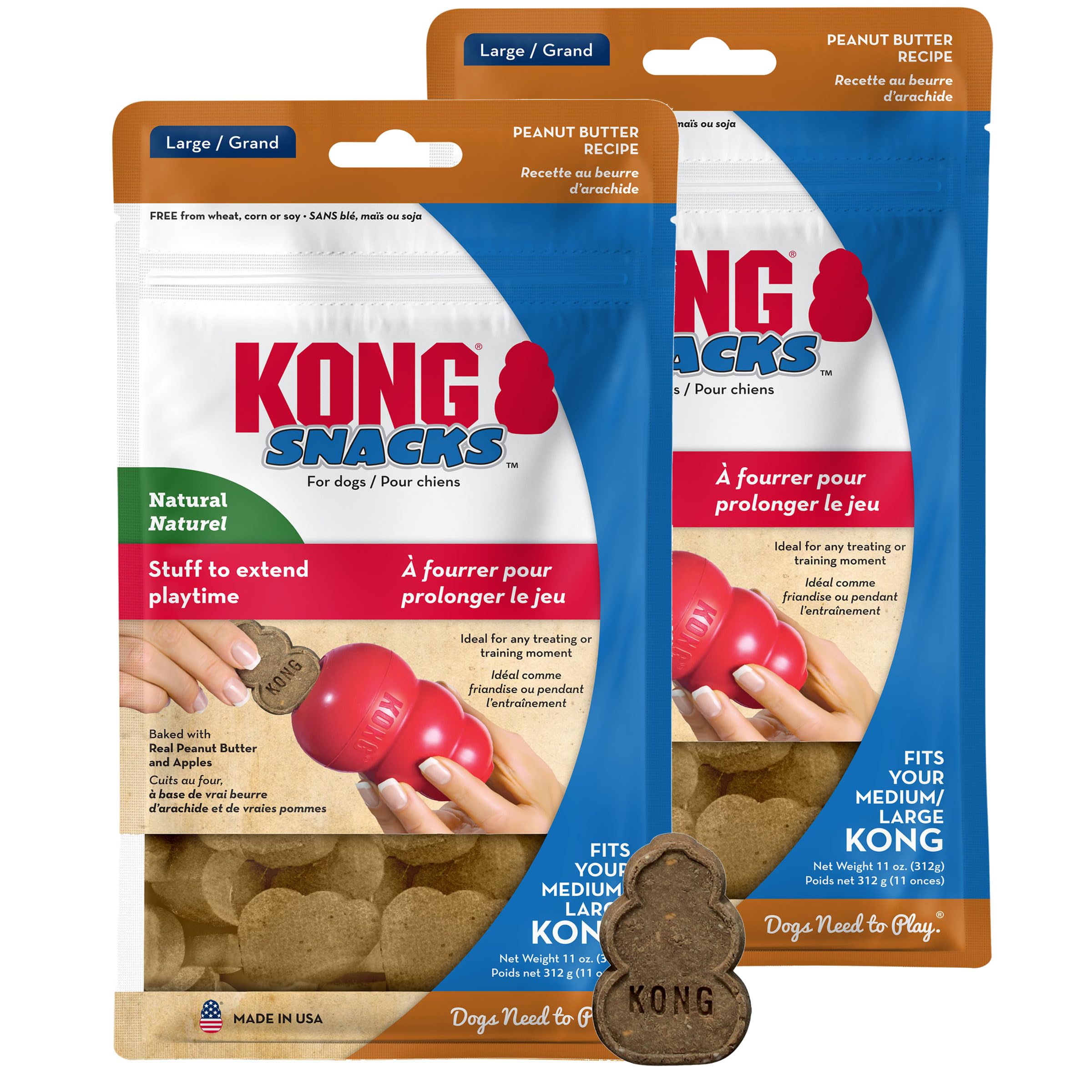 KONG Snacks Beurre d'Arachide – friandise idéale pour l'entraînement et la récompense.