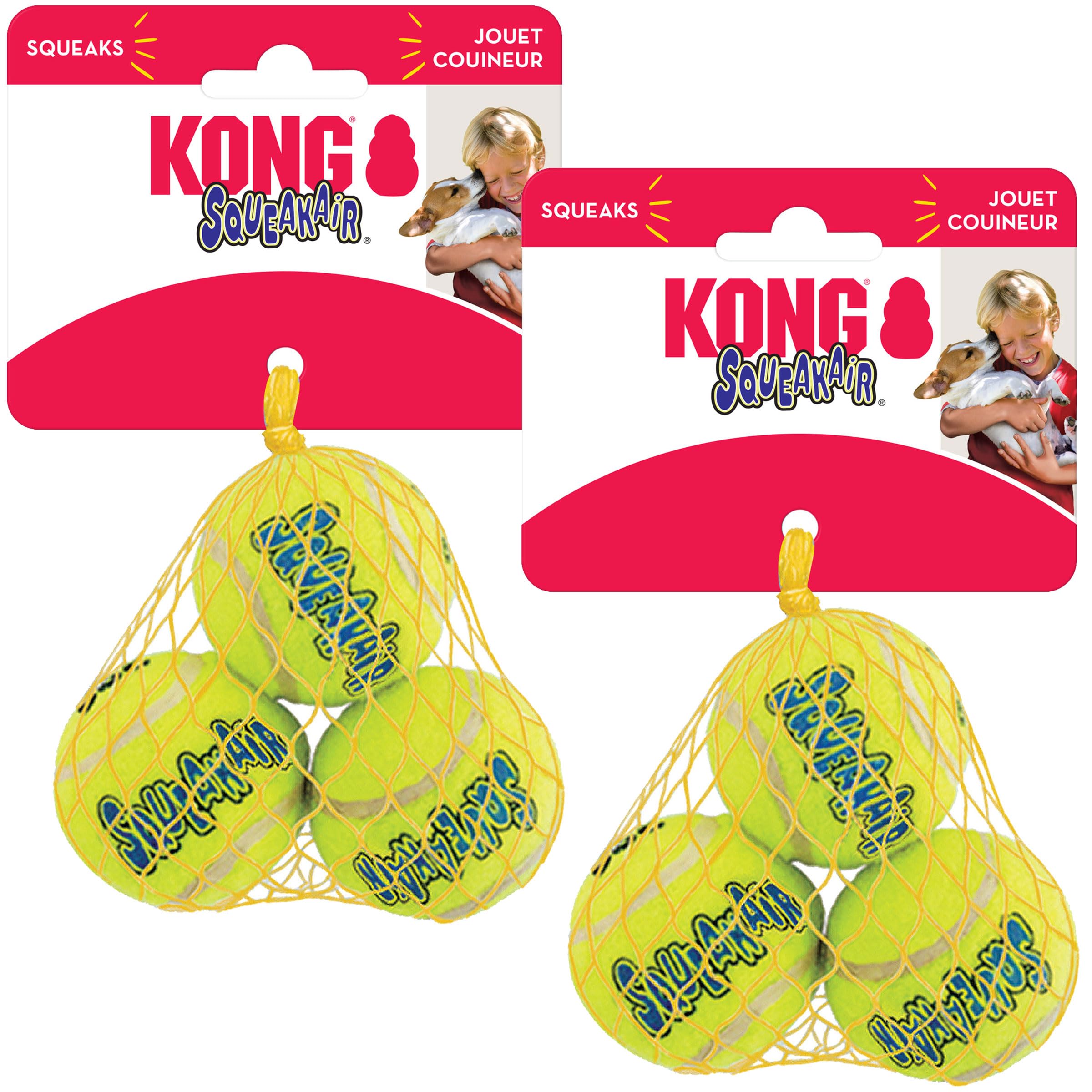 KONG Squeakair balle-tennis avec sifflet, idéale pour le jeu de fetch sans abîmer les dents