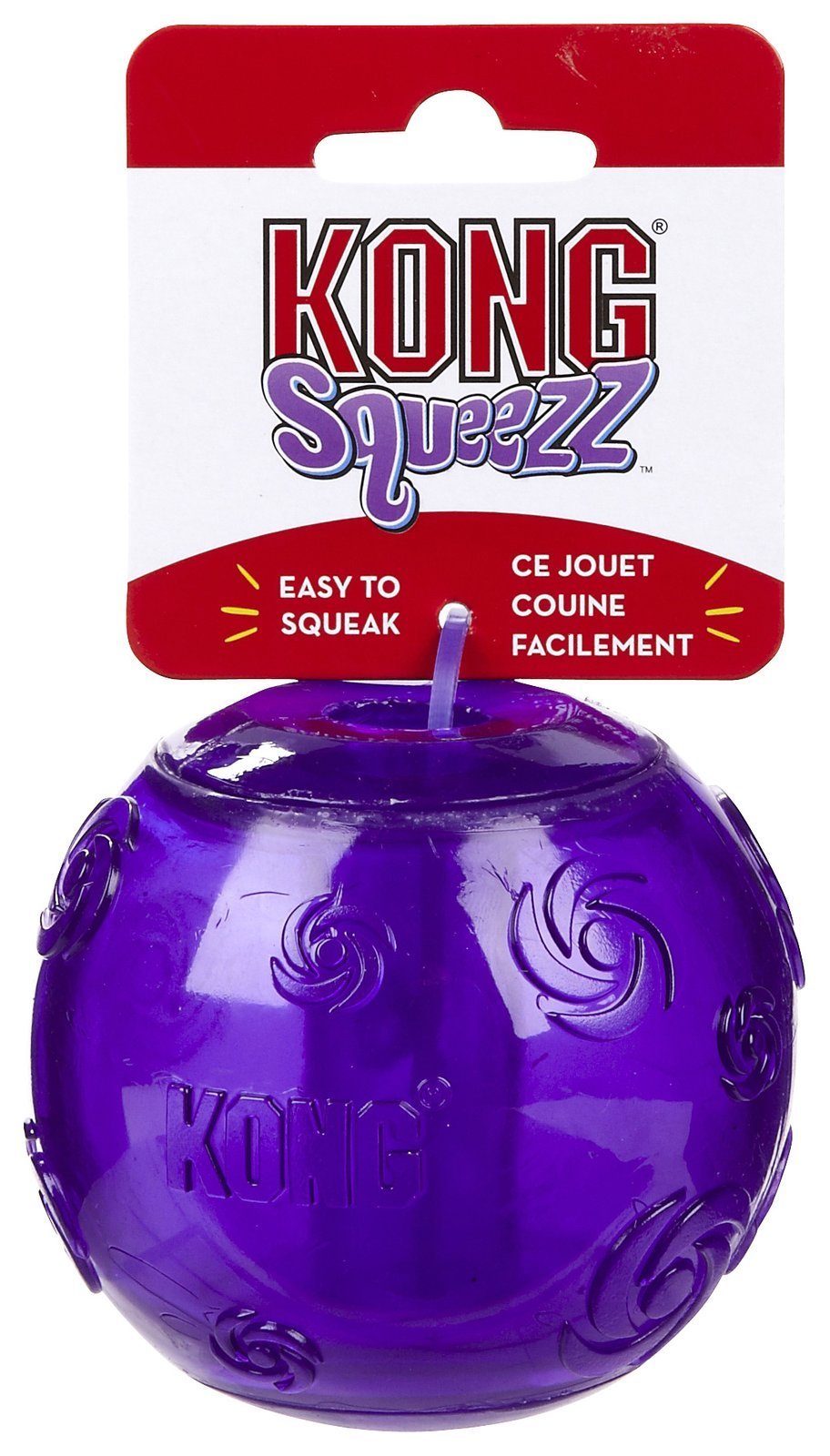 KONG Squeezz Ball avec couleurs variées pour chien de grande taille.