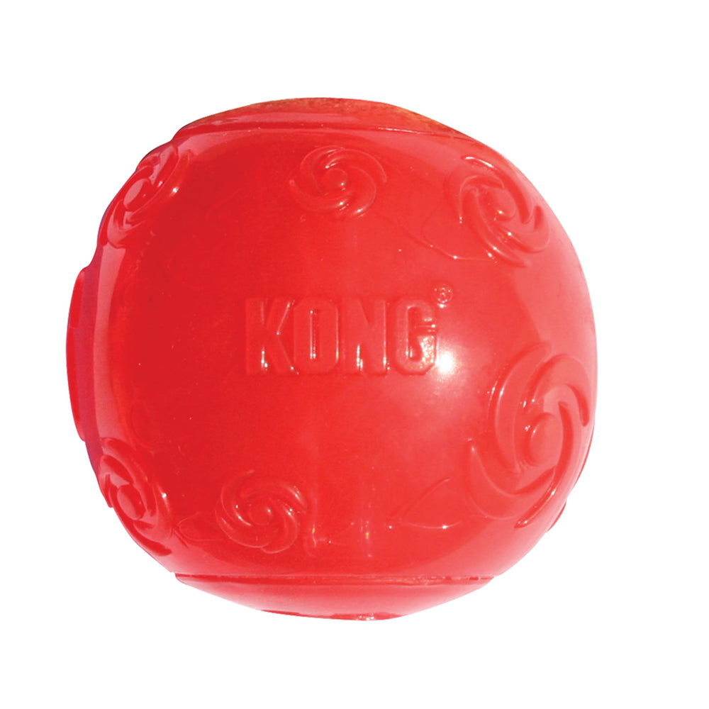 KONG Squeezz Ball XL en émeraude pour stimulation visuelle et jeu.