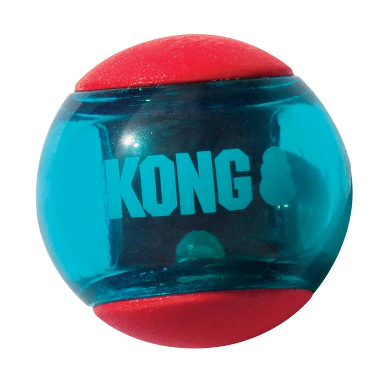 KONG Squeezz Action avec son intégré pour ramener et mâcher.