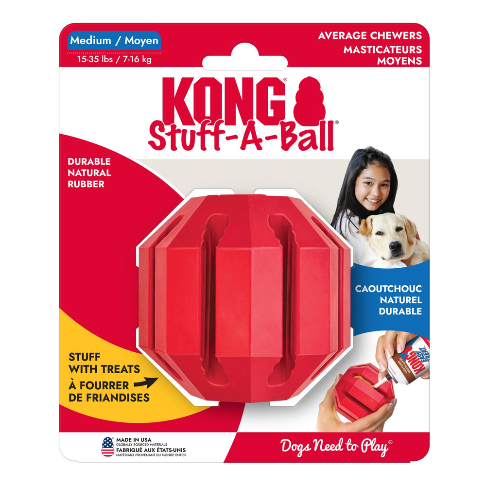 KONG Stuff-A-Ball, jeu interactif pour stimulation et mordillement sûr.
