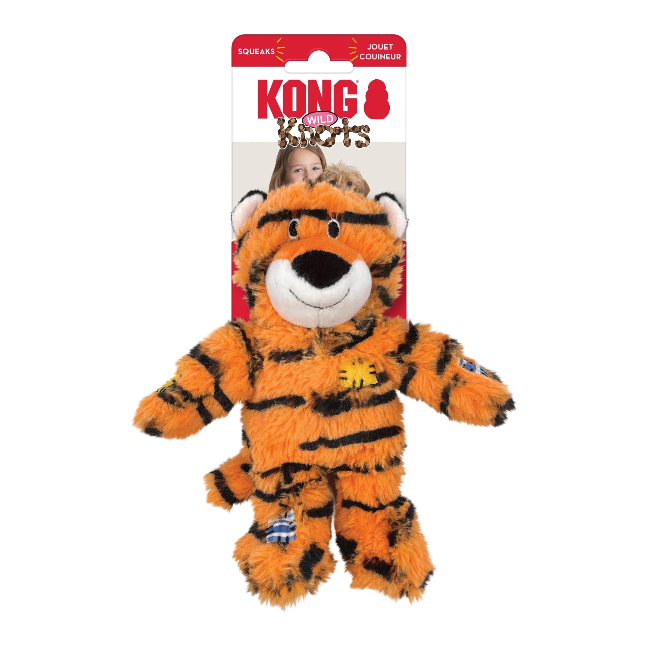 KONG Wild Knots Tigre: compagnon câlin pour les moments de repos et de douceur.