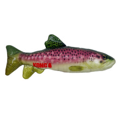 Jouet Kong Wild Shield poisson-truite pour chien moyen, durable et ludique.