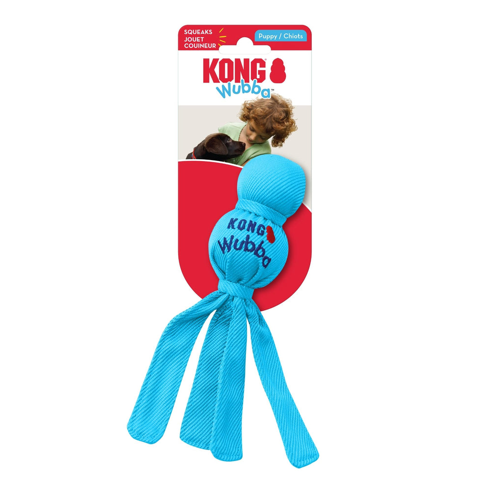 KONG Wubba chiot petite taille en couleurs pastel, pratique pour chiots.