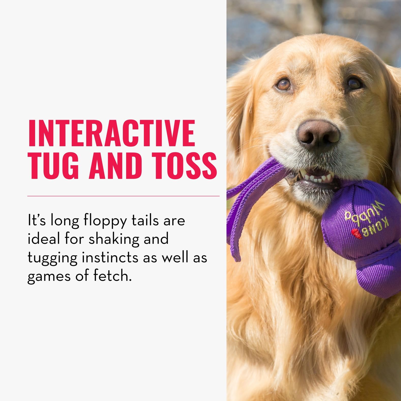 KONG Wubba jouet interactif-chien, stimule le jeu en solo et en duo.