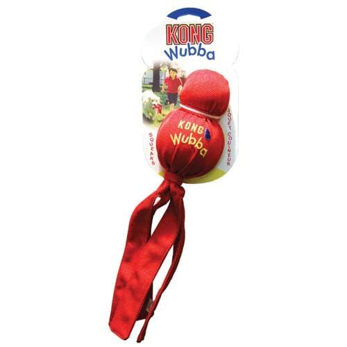 Jouet Kong Wubba Squeak pour chien petit, idéale pour jeu interactif et lancer.