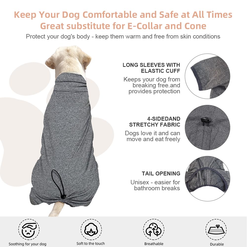 KOOGAL Pyjamas pour chien, adaptabilité morphologique gris 4XL, confort sur mesure.
