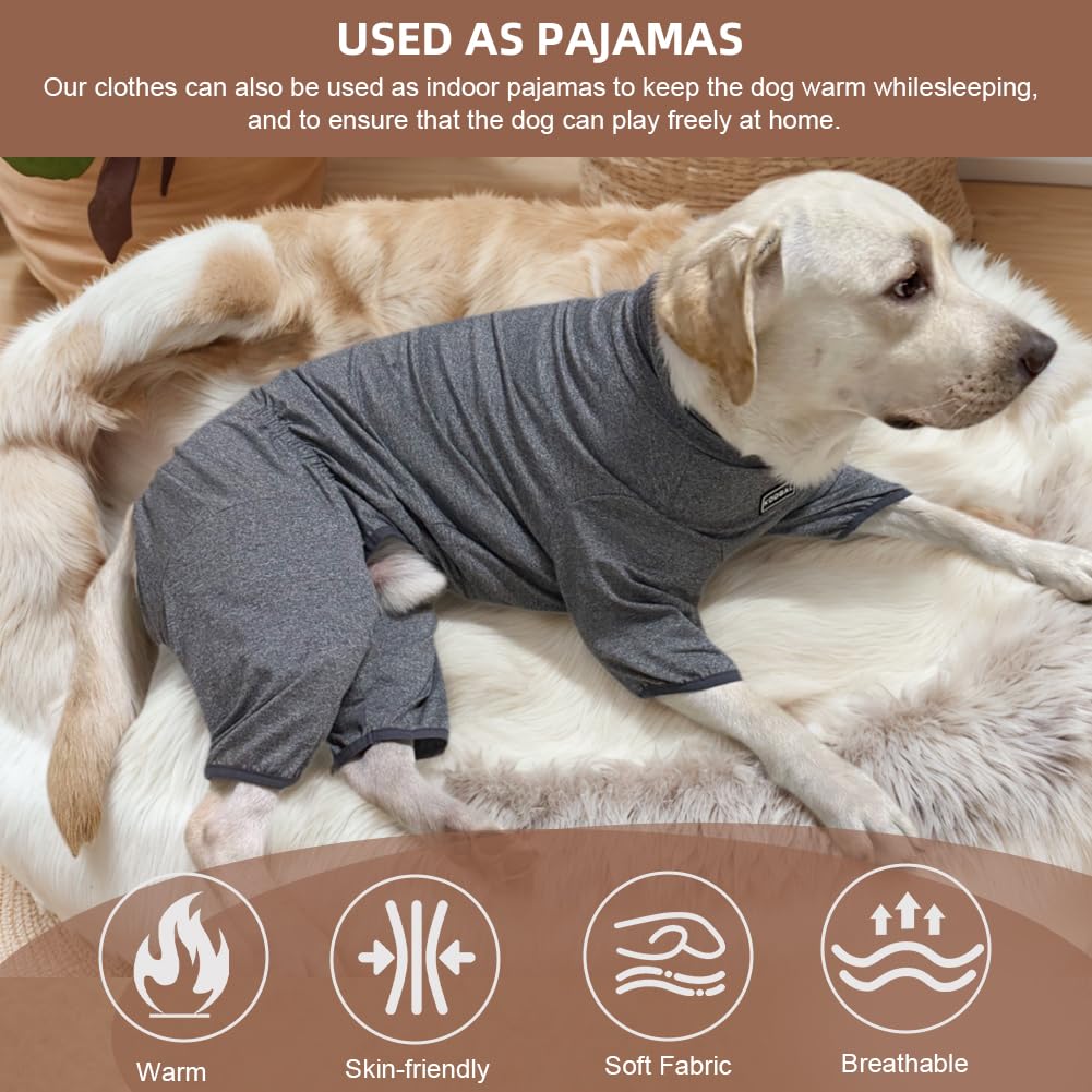 KOOGAL Pyjamas pour chien, couverture complète gris 4XL, protection tout-en-un.