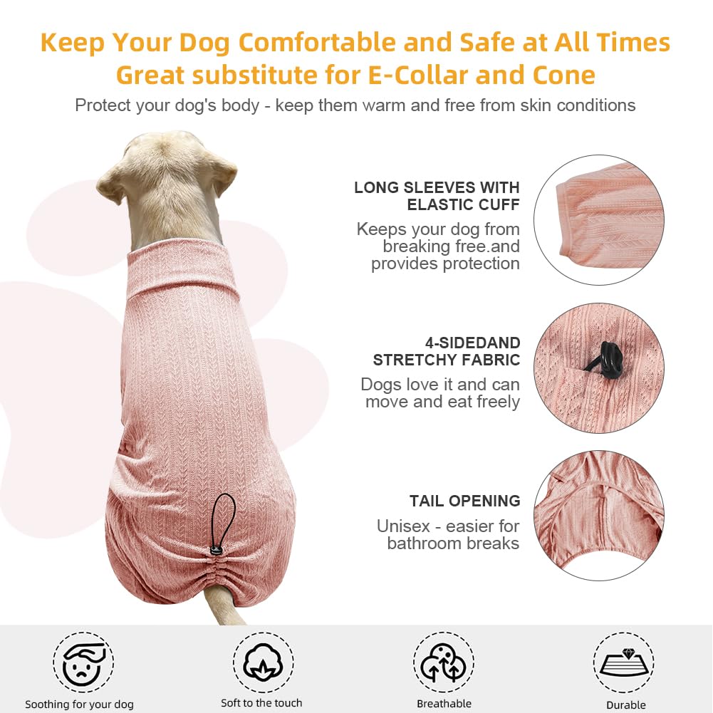 KOOGAL pyjama chien rose 4-pieds – vue intérieur, protection contre les mordillements