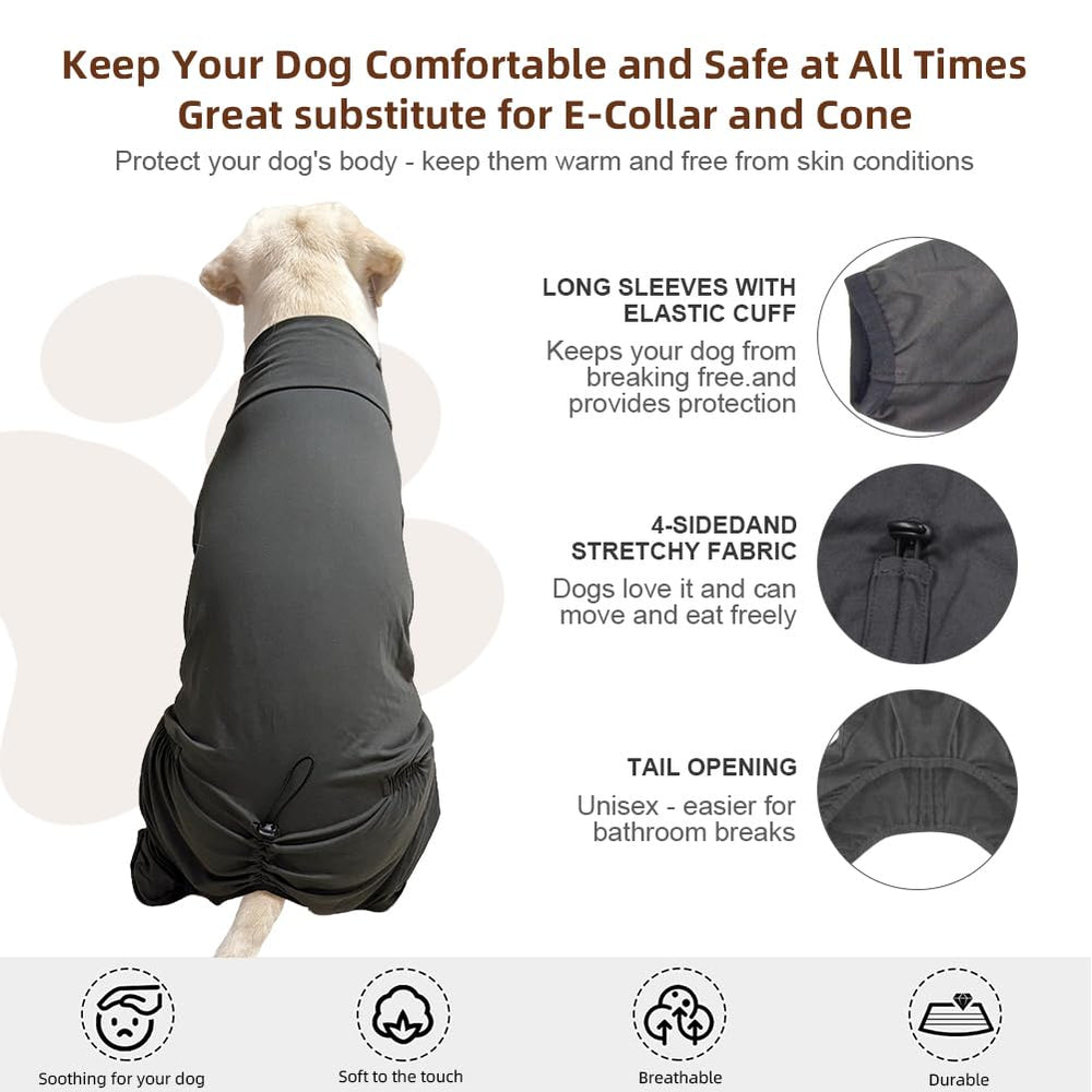 KOOGAL Pyjama Chien – tissu extensible gris foncé pour mouvement libre.