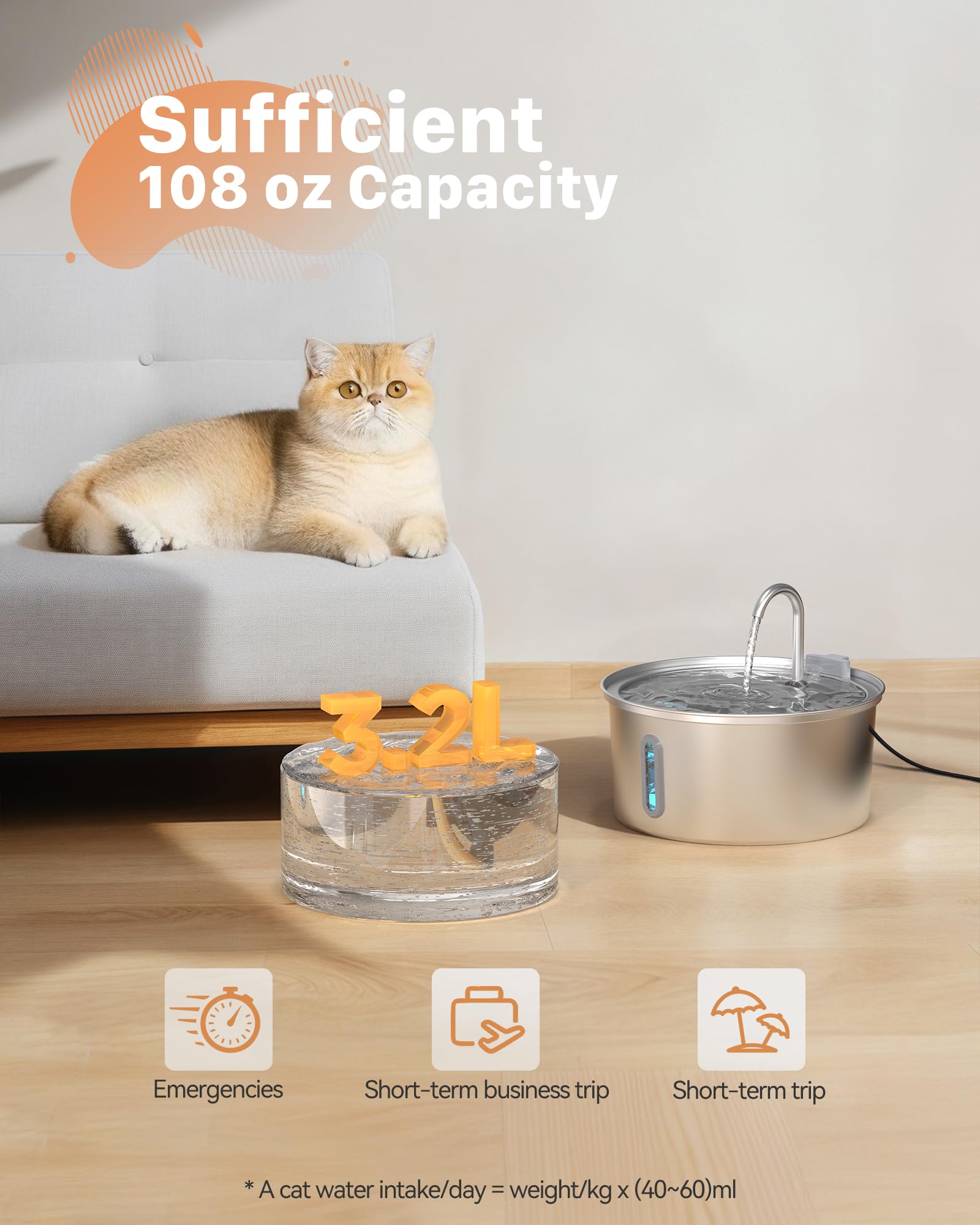 KOOGMOON fontaine chat côté vue, design compact.