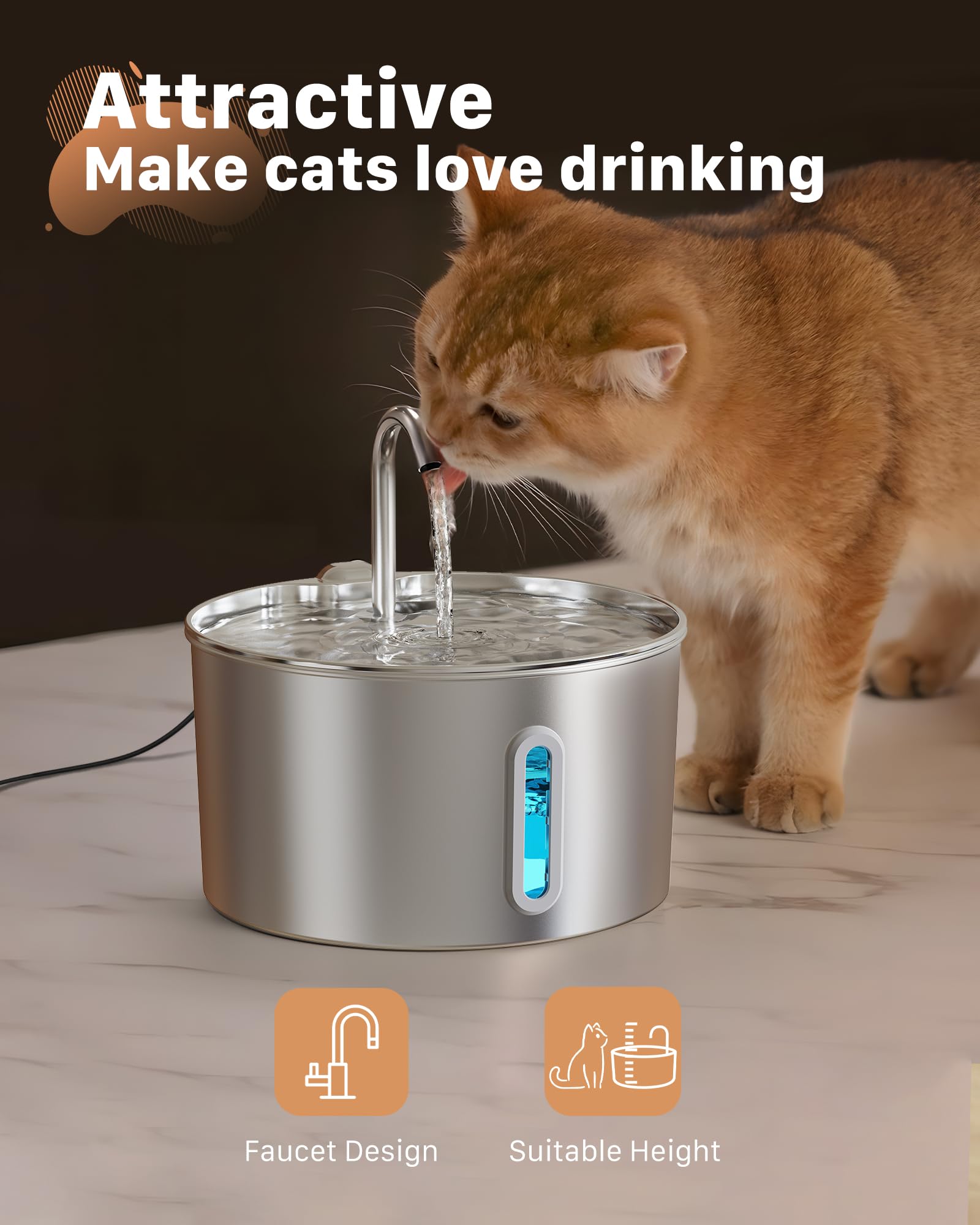 KOOGMOON fontaine chat pompe silencieuse 5V, fonctionnement discret.