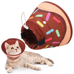 KOOLTAIL chat, imprimé donut brun, idéal pour limiter le léchage après chirurgie