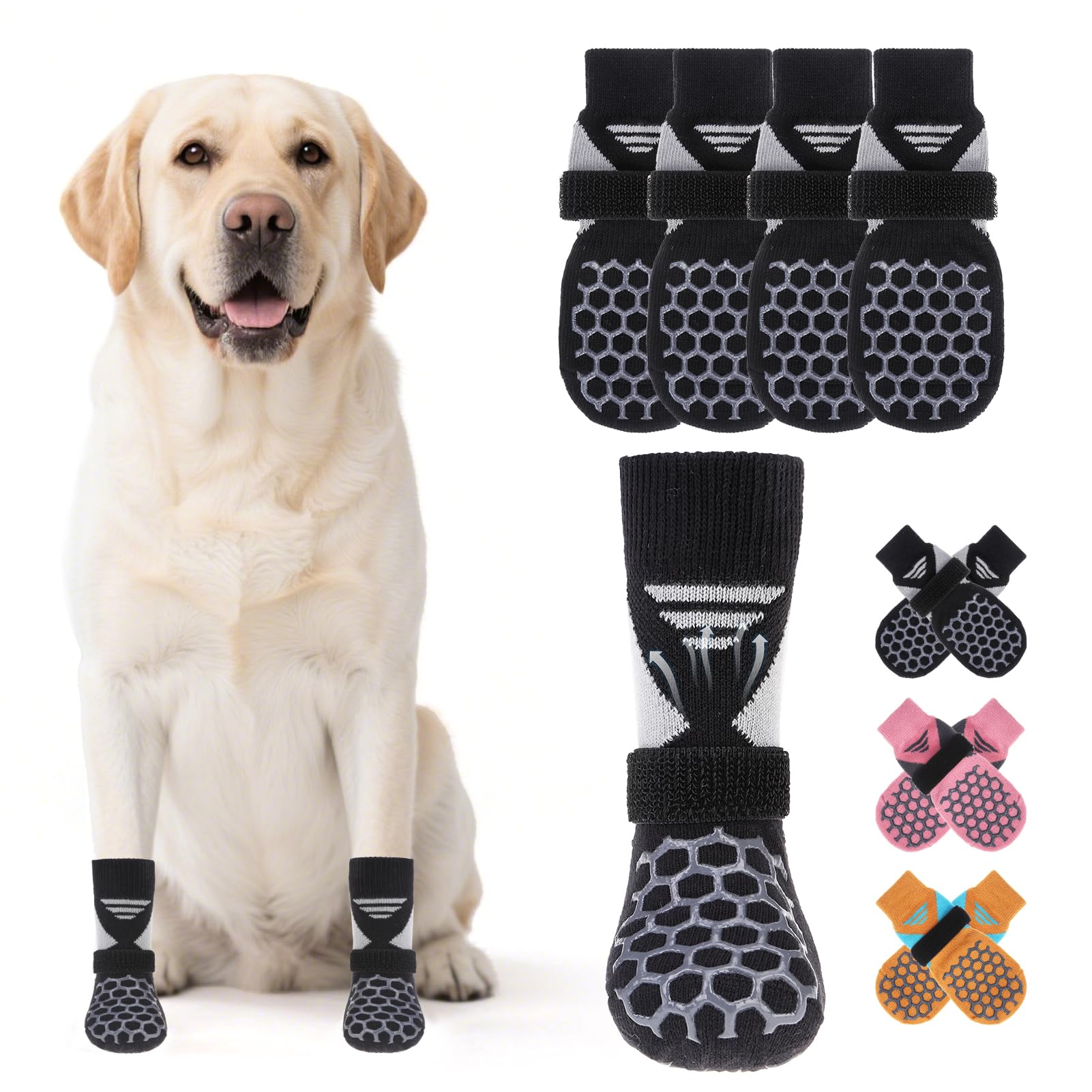 KOOLTAIL chaussettes-chien anti-glisse-pattes: traction renforcée sur sols lisses