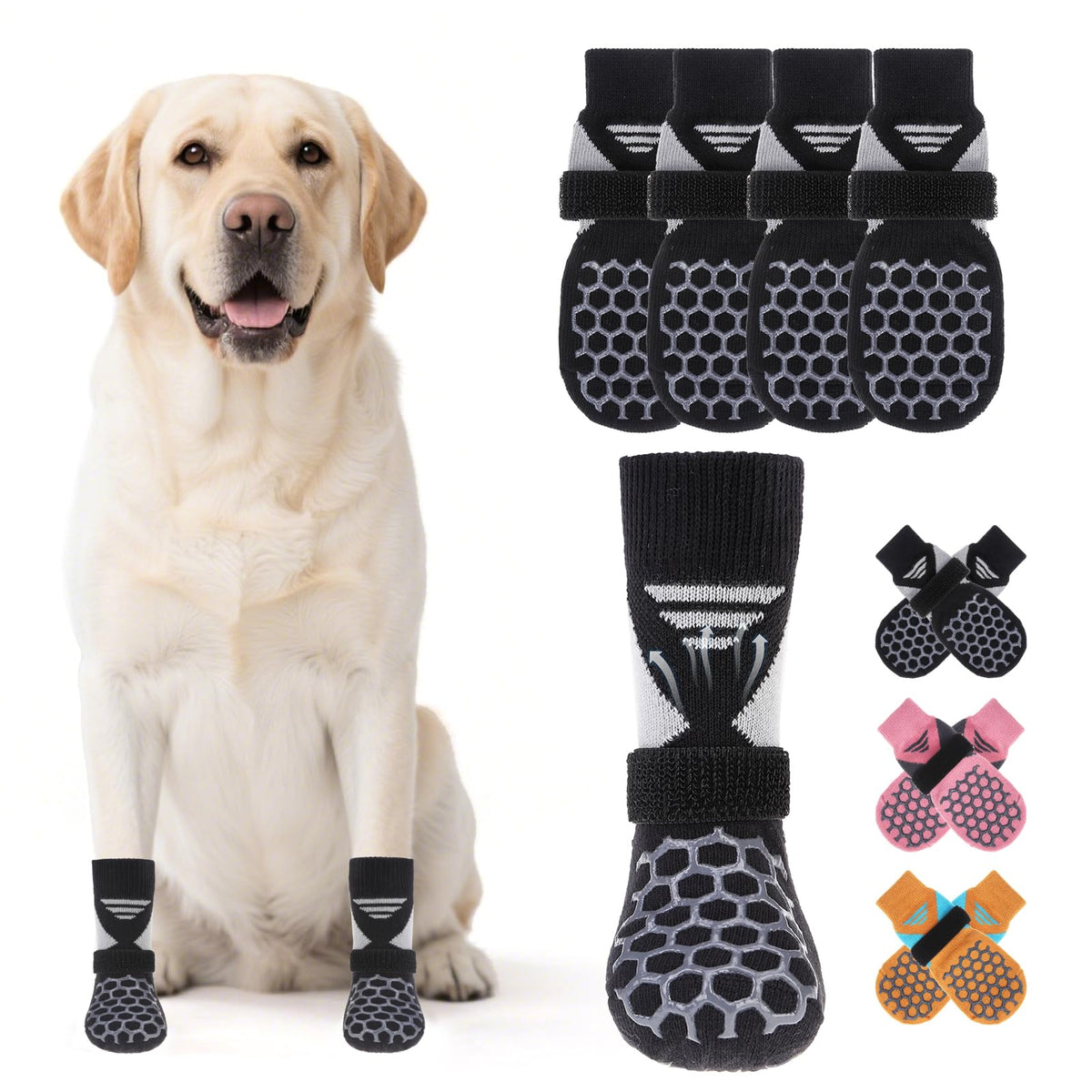 KOOLTAIL chaussettes-chien anti-glisse-pattes: traction renforcée sur sols lisses