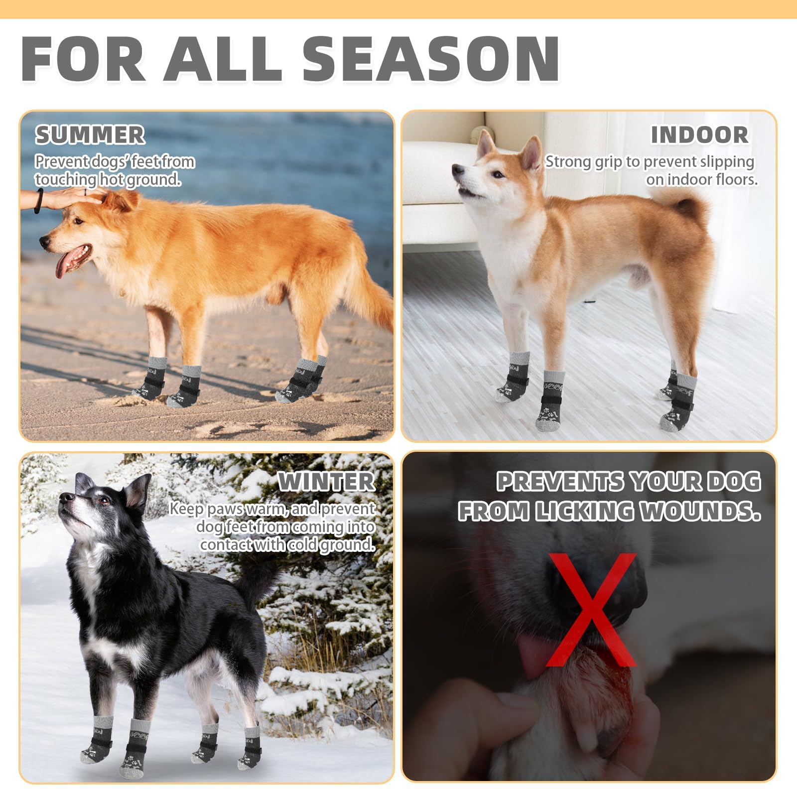KOOLTAIL chaussettes chien protection pattes contre chaleur et froid.
