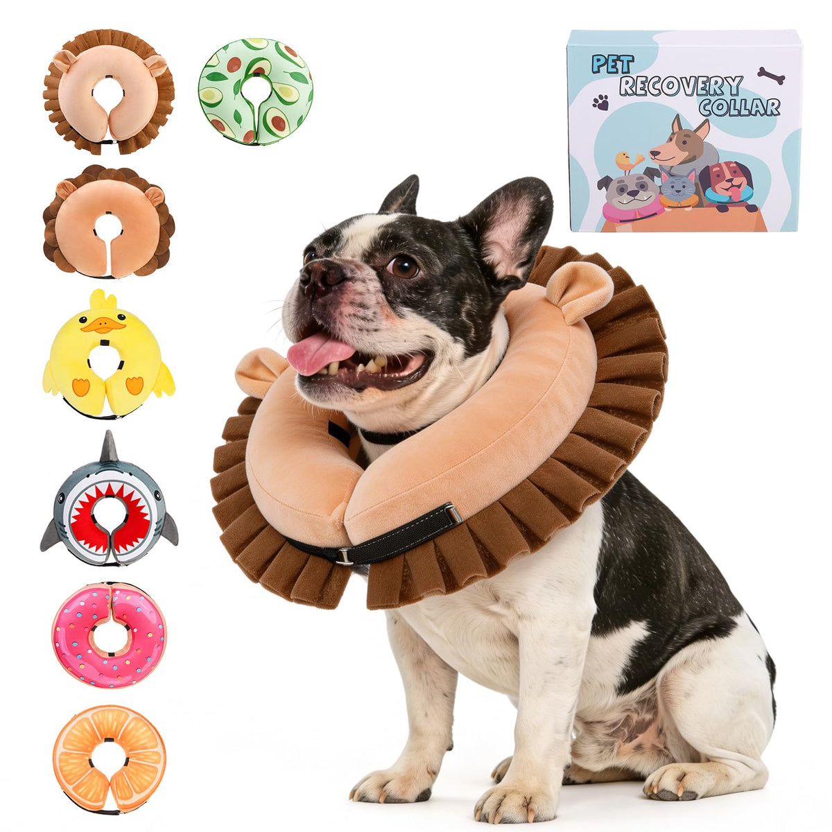 KOOLTAIL collier gonflable conique, vue frontale, confort et sécurité pendant la récupération.