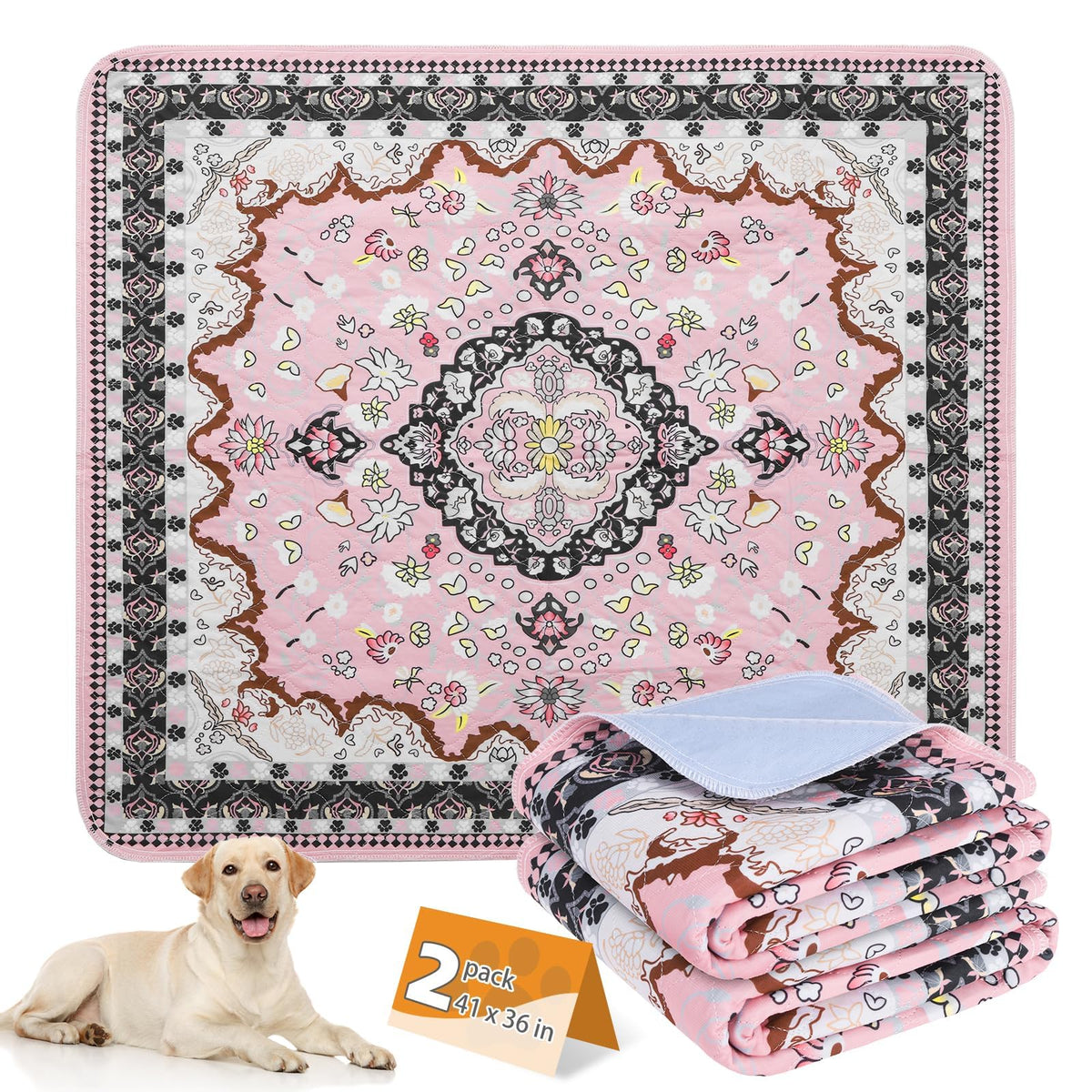 KOOLTAIL tapis lavable pour chiens, pack 2, 36 x 41 pouces, sols propres.