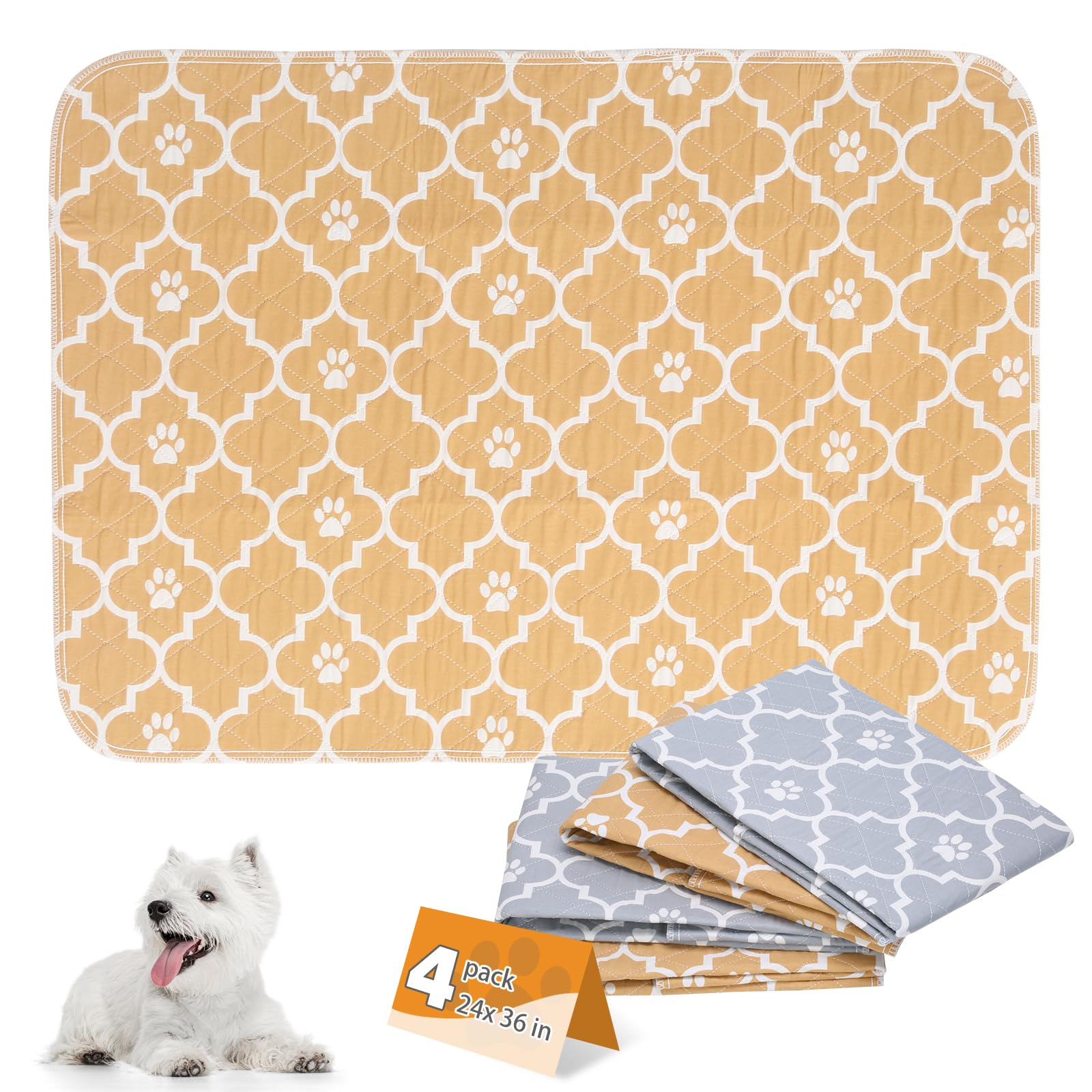 KOOLTAIL tapis lavables pour chiens, 4 packs 24x36, pratique pour l'entraînement.