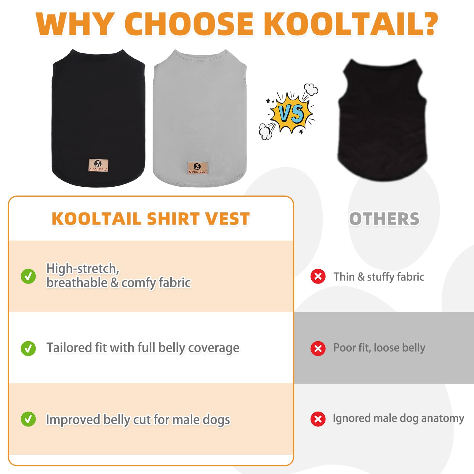 KOOLTAIL vest chien grand, anti chute de poils pendant les sorties.
