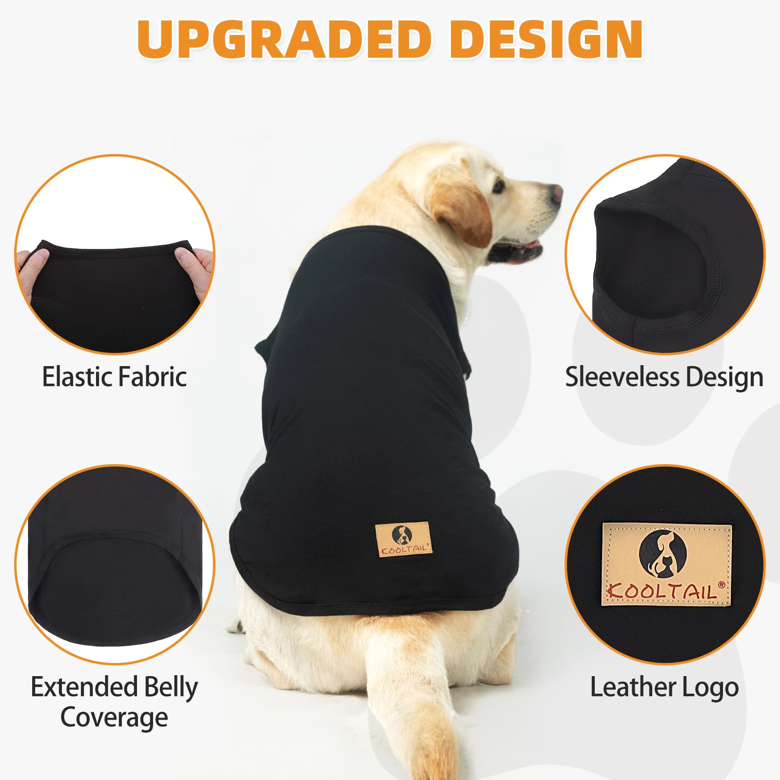 KOOLTAIL t shirt chien grand, protection UV légère pour sorties.