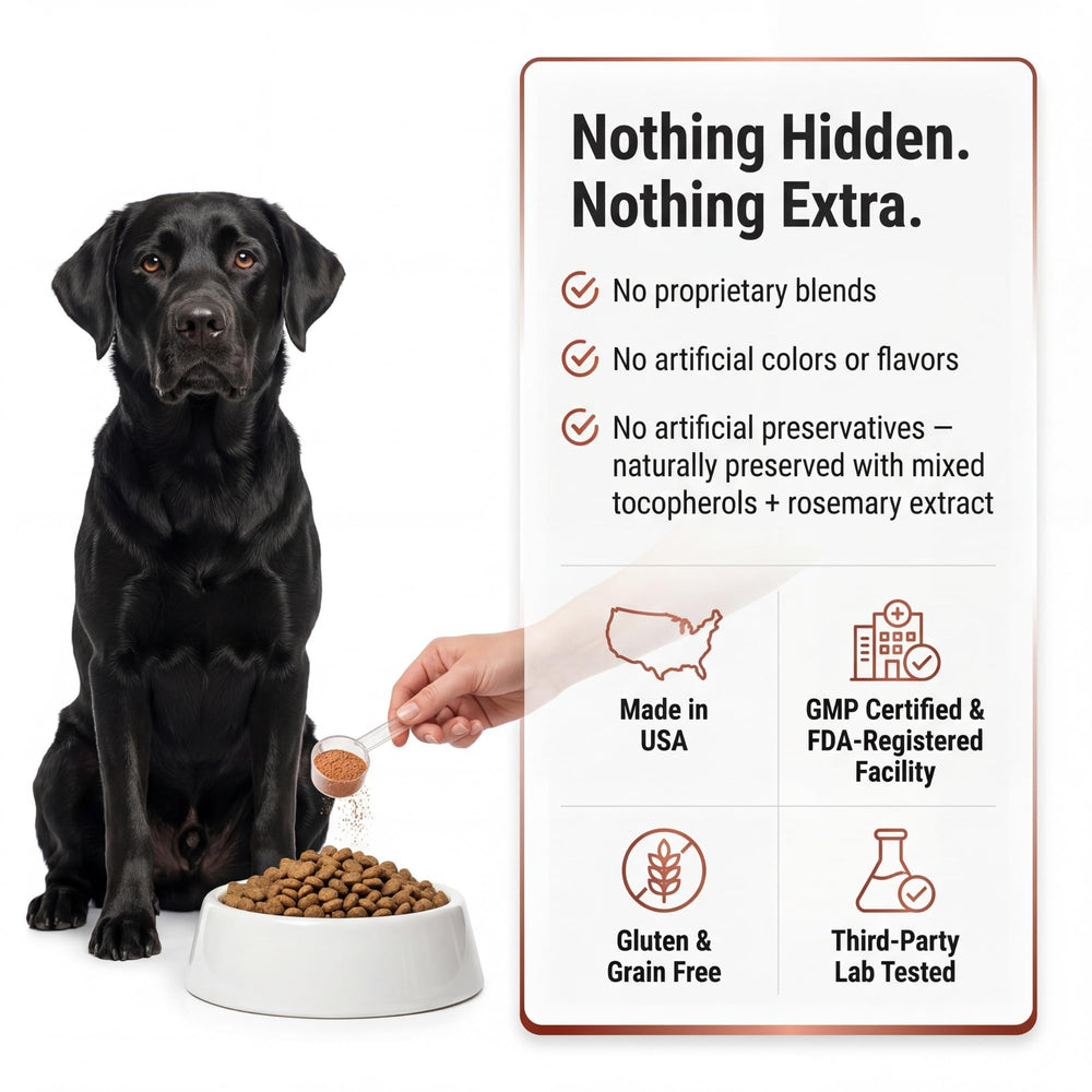 Kopo poudre multivitamine pour chien, peau et poil sains grâce aux acides gras.