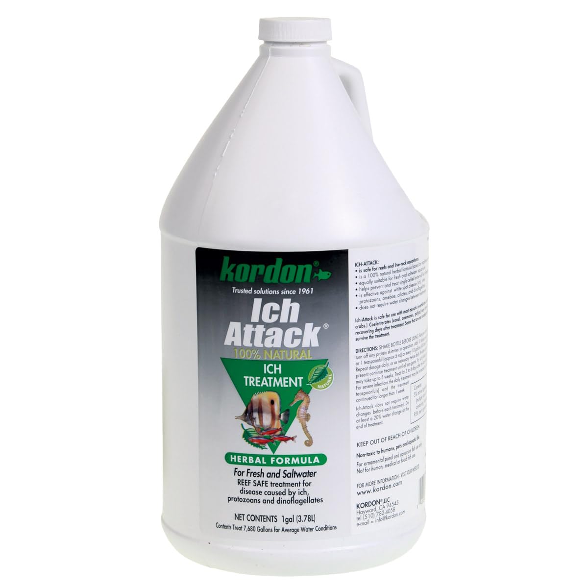 Kordon Ich-Attack, bouteille de traitement, sûr pour poissons et invertébrés en aquariums.