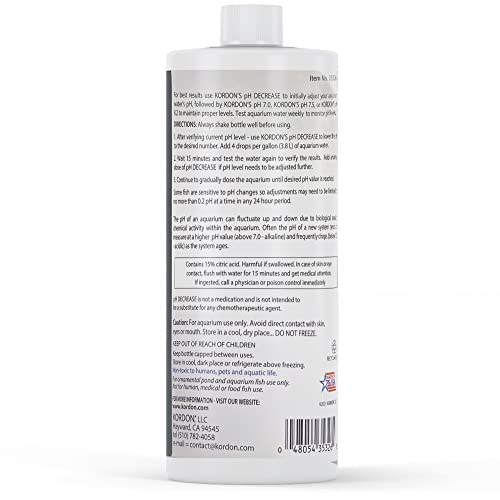 Utilisation du produit KORDON – ajuste rapidement le pH, adapté poissons d'eau douce et salée.