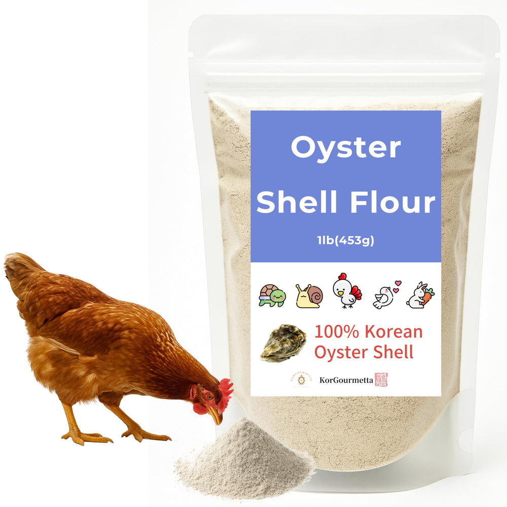 KorGourmetta poudre-coquilles-huitre-fine: texture légère pour un mélange facile dans l'alimentation animale.