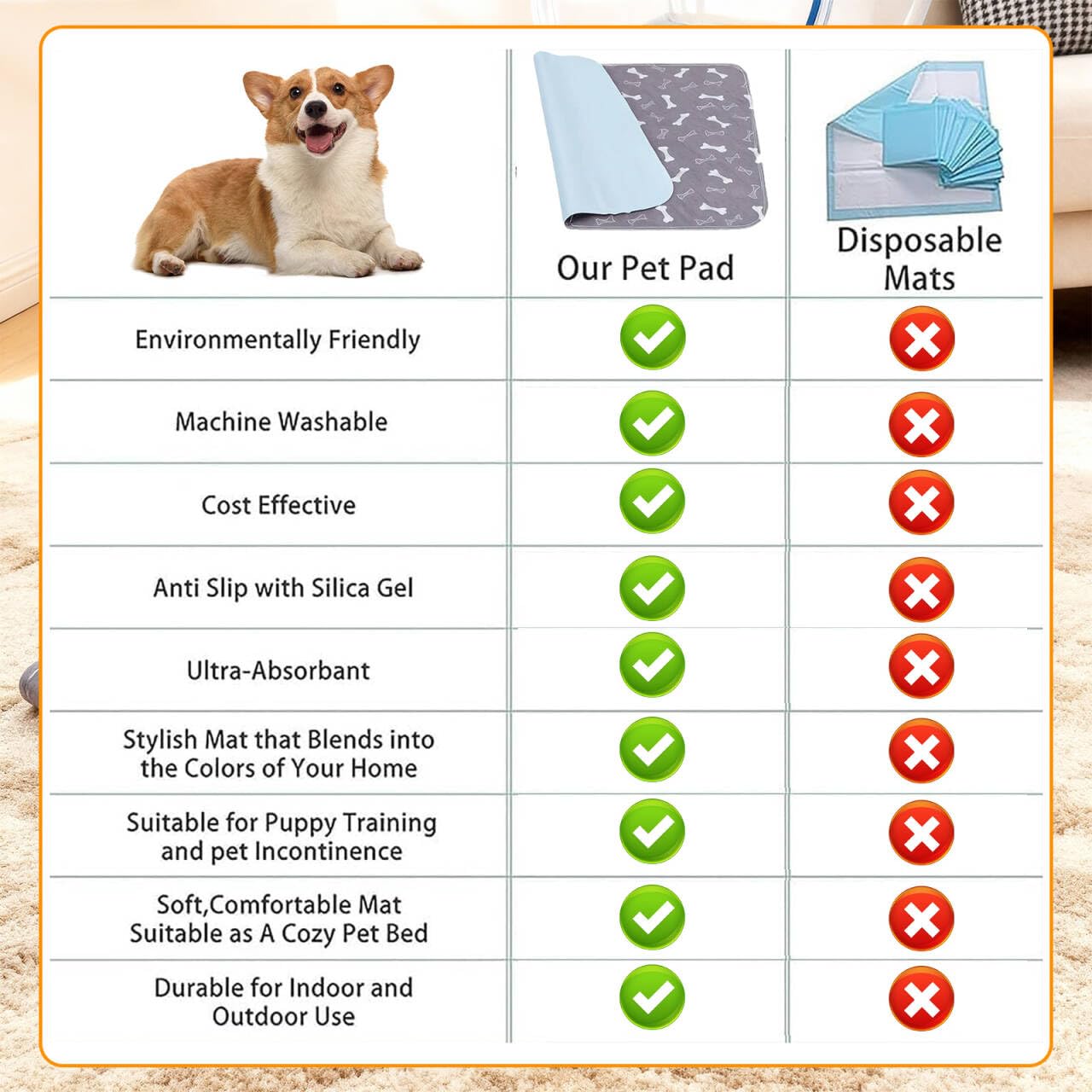 Tapis kovziorx puppy adhesion-stable: base antidérapante pour sols propres.