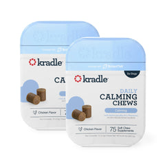 Kradle friandises calmantes au poulet dans l'emballage prêt à l'emploi.