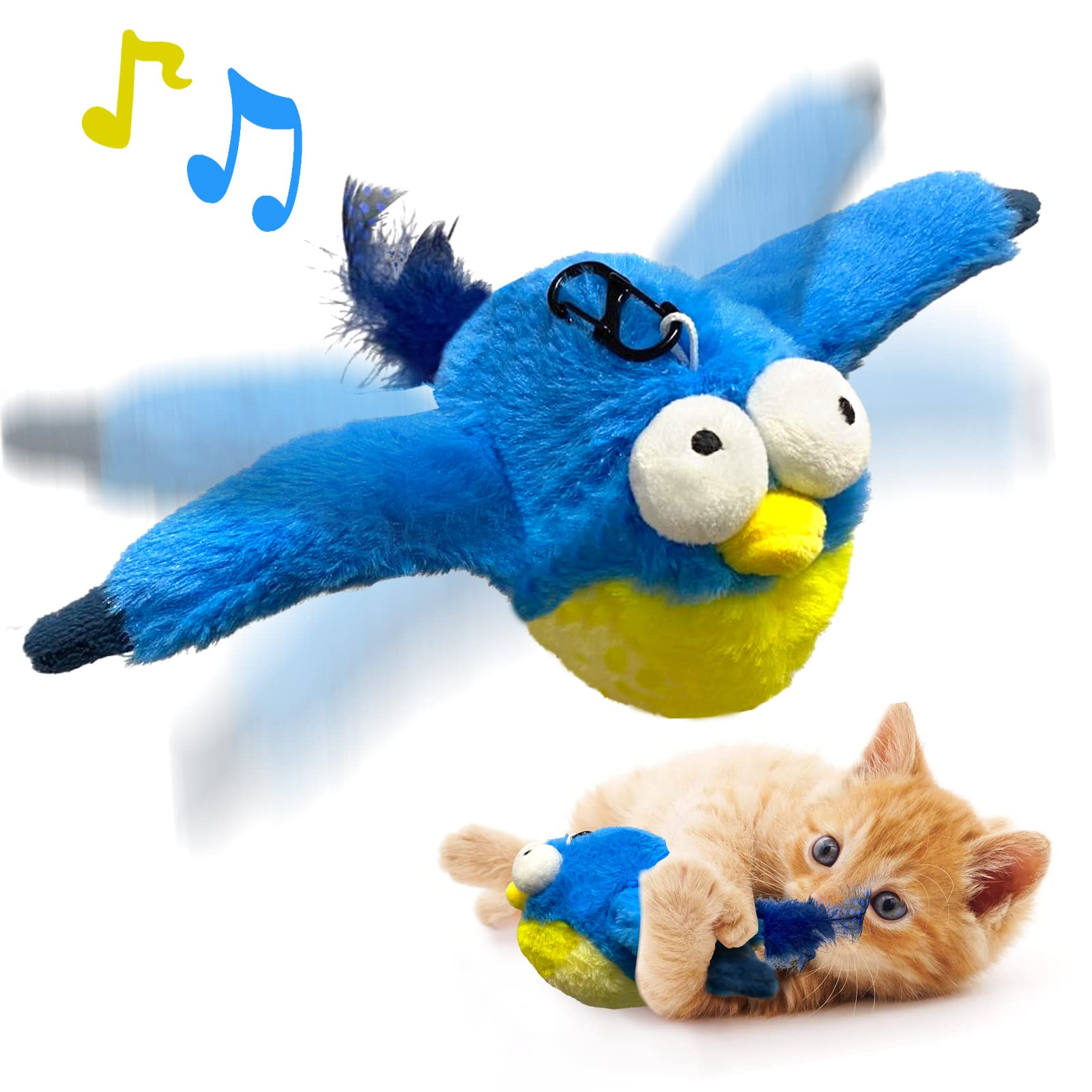 KreizyGo: oiseau bleu à ailes battantes pour chat, attrayant et stimulant
