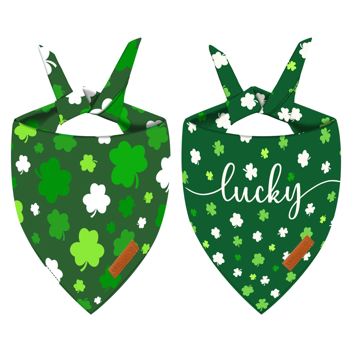 Bandana Saint-Patrick double face Kreyfer sur chien pour un look festif.