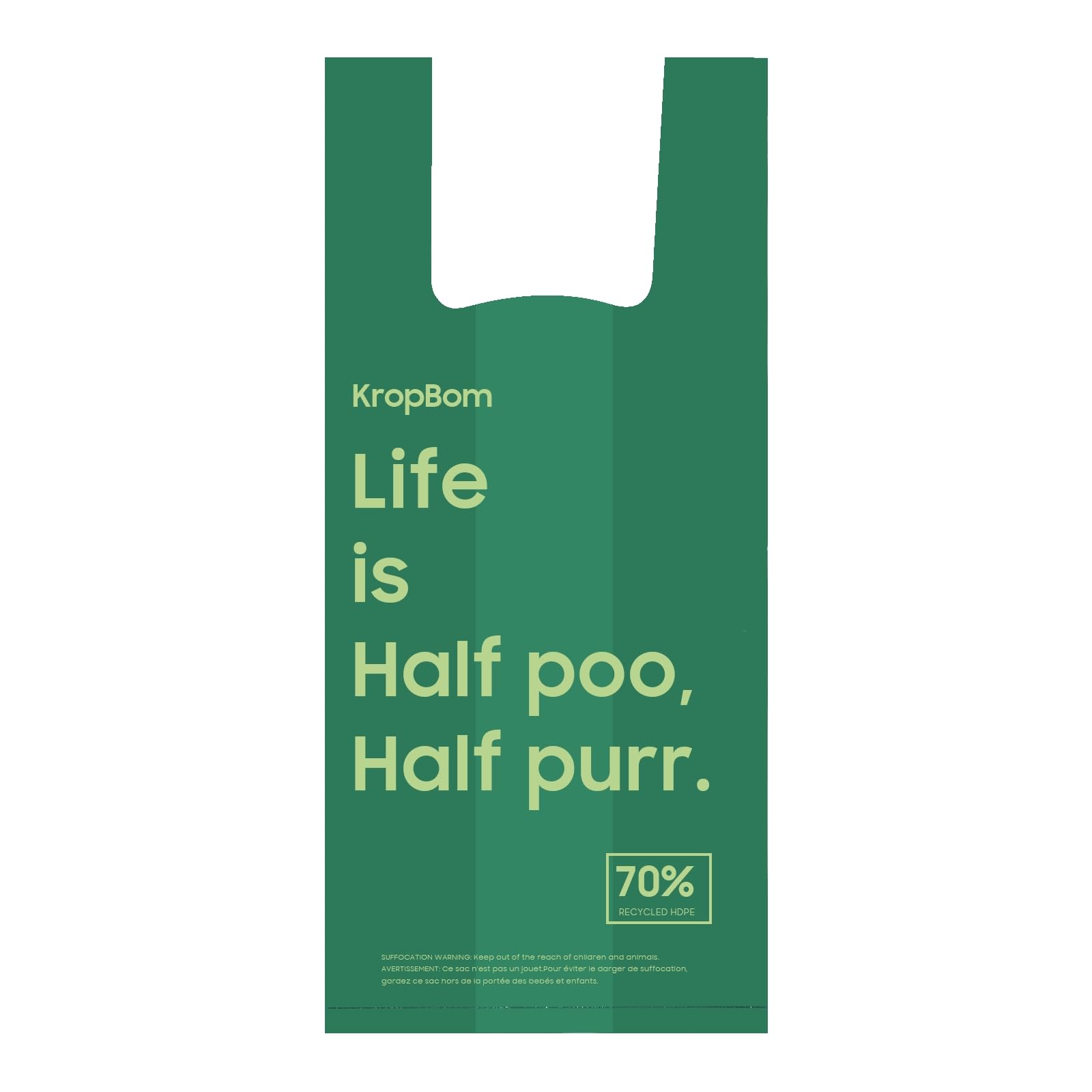 Sacs KropBom et jouet pour chat inclus, expérience pratique et ludique.