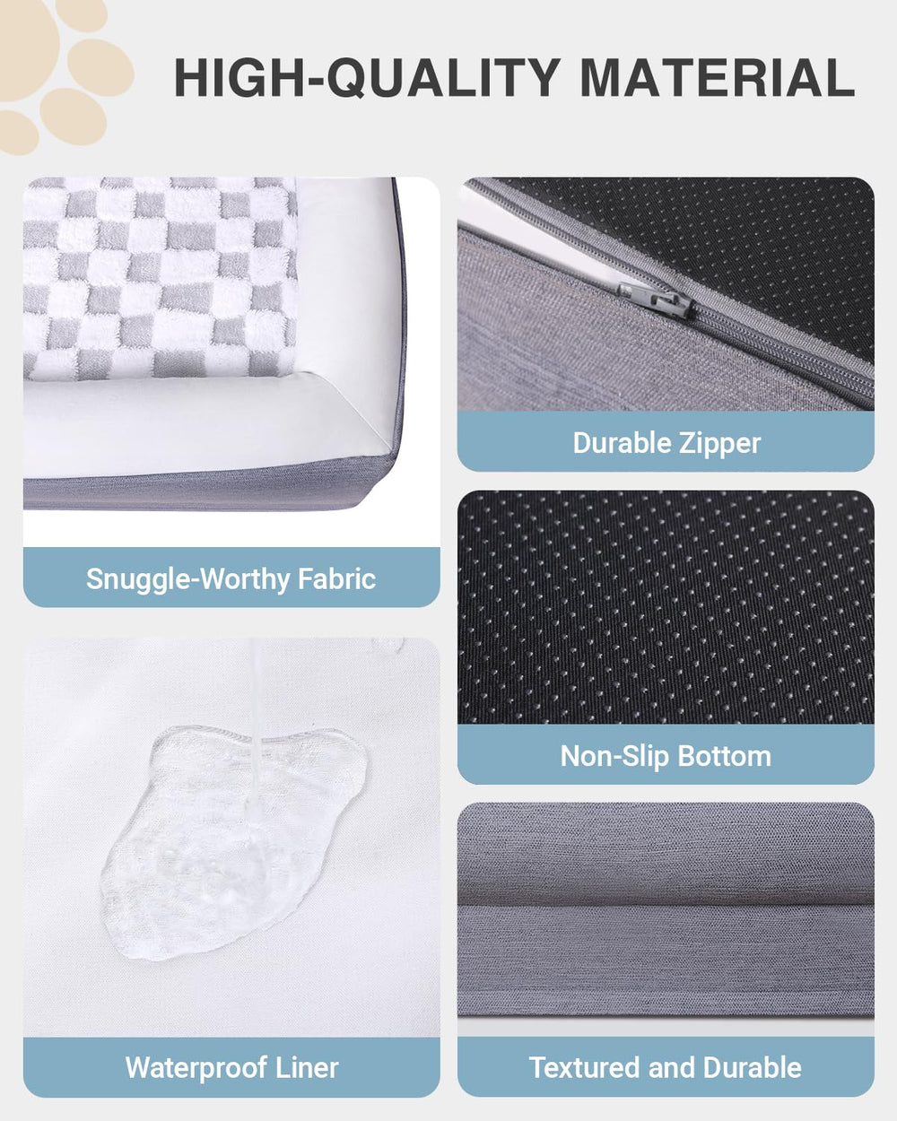 KSIIA lit chiens moyens housse imperméable et zippée, nettoyage rapide.