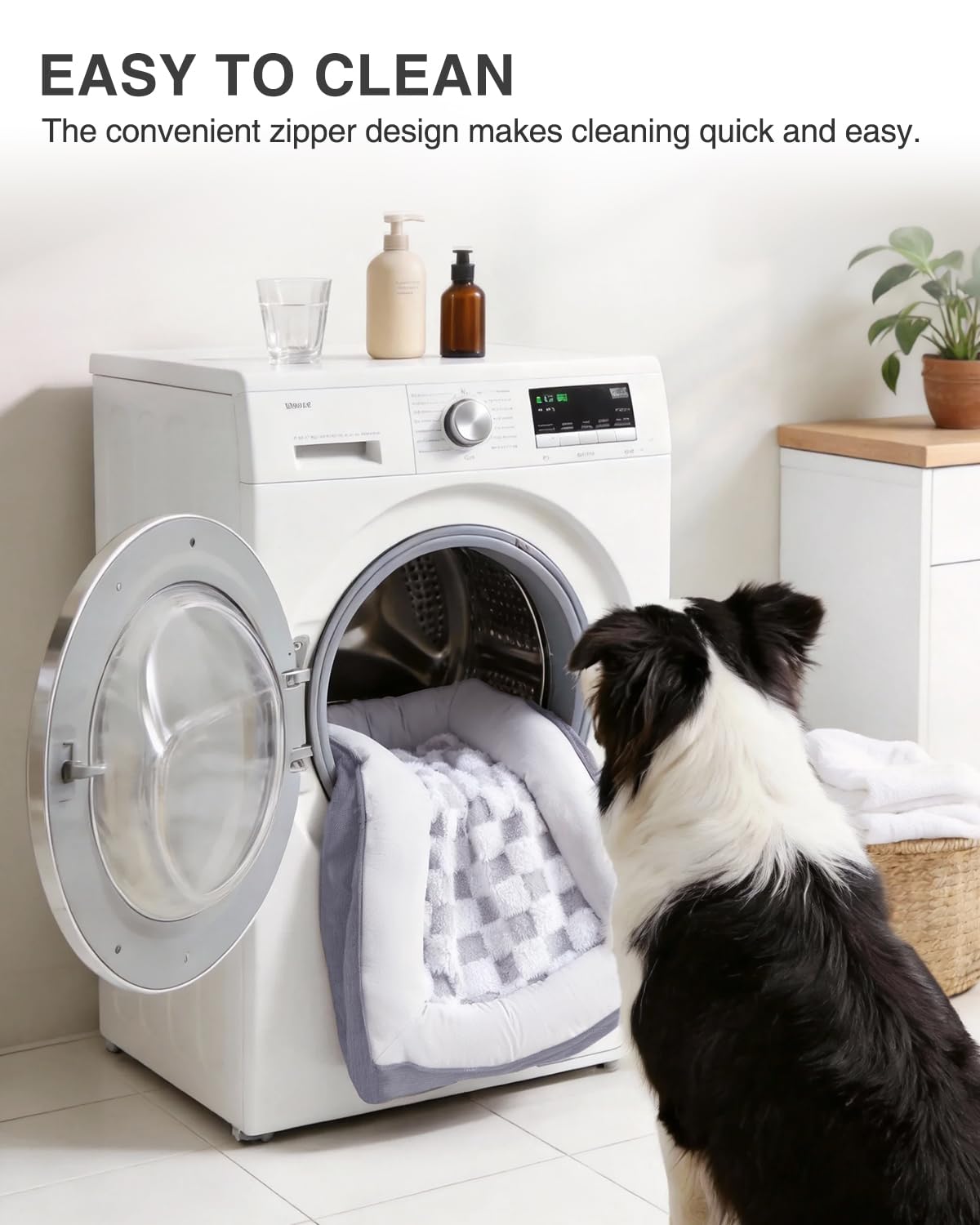 KSIIA Grand Lit Chien tissu velours doux et durable.